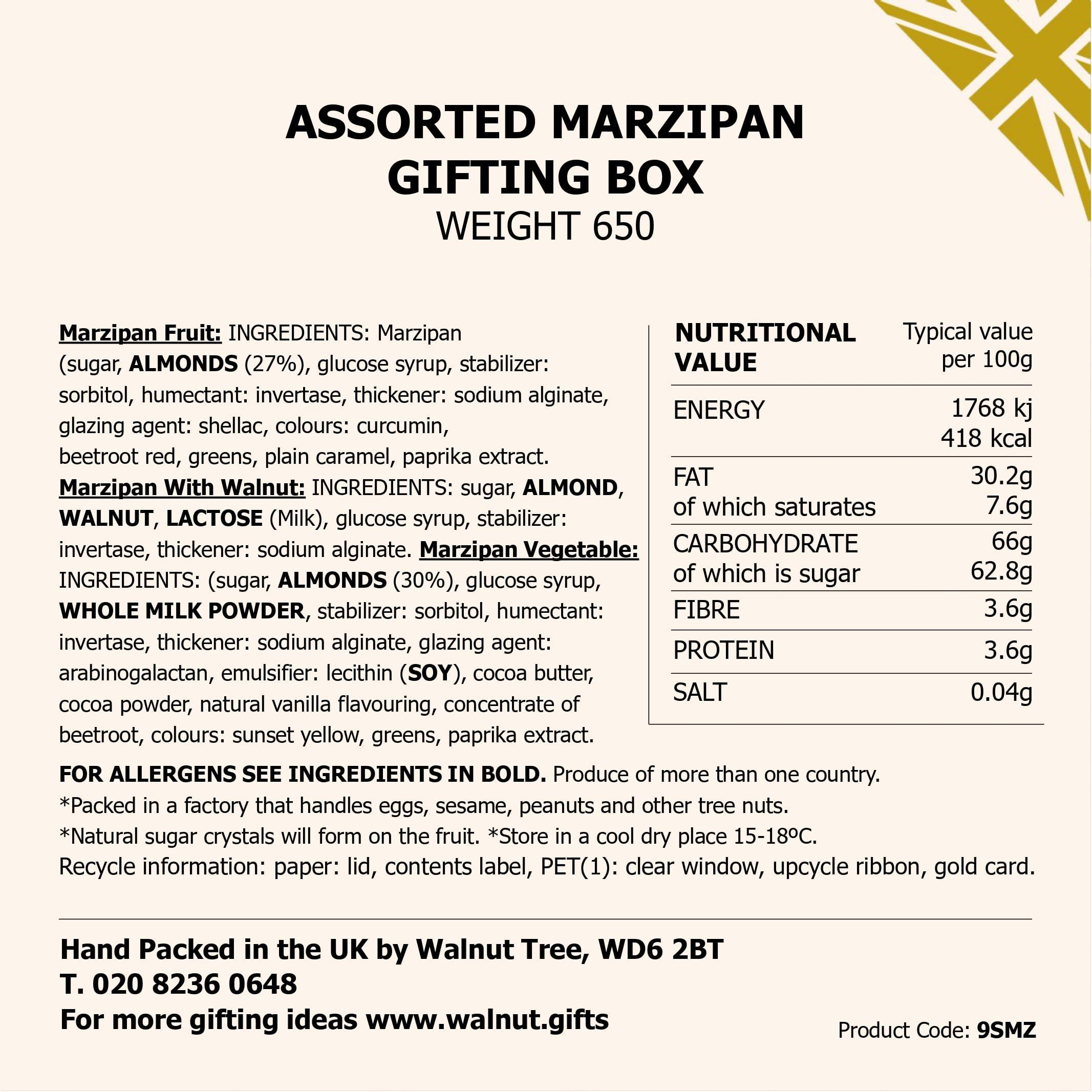 Walnut Tree Walnut Tree Marzipan Gift Box Made from Real Almonds Hand-Packed Great Taste Award Winner Suitable for Gluten-Free Diets Luxury Gift for Women & Men, Birthday, Anniversary, 550g