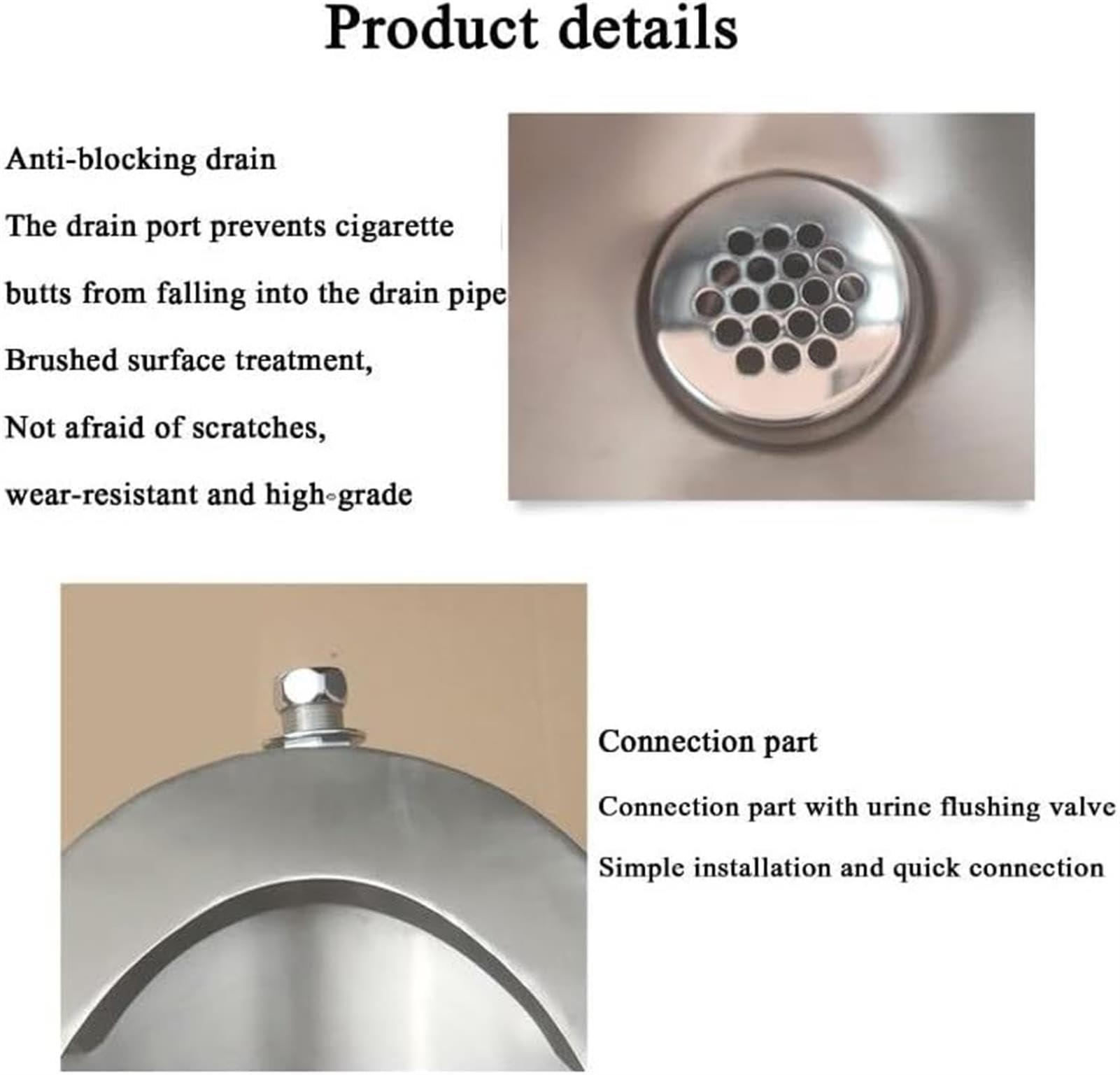 VBVARV VBVARV Wall Mounted Urinal 304 Stainless Steel Urinal Men\'s Flushing Urinal for Bathrooms, Hotels, Shopping