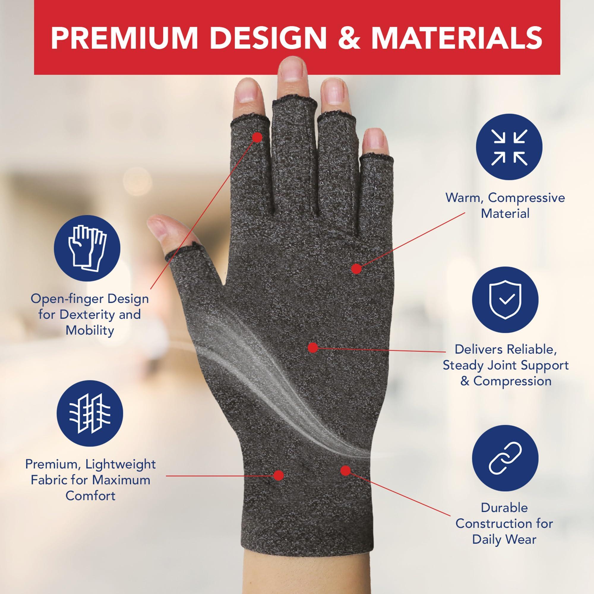 Dr. Arthritis Doctor Developed Compression Gloves for Arthritis & Handbook/Fingerless Arthritis Gloves for Women & Men, Hand Support for Arthritis Pain Relief & Carpal Tunnel, 2 Pairs (XL)
