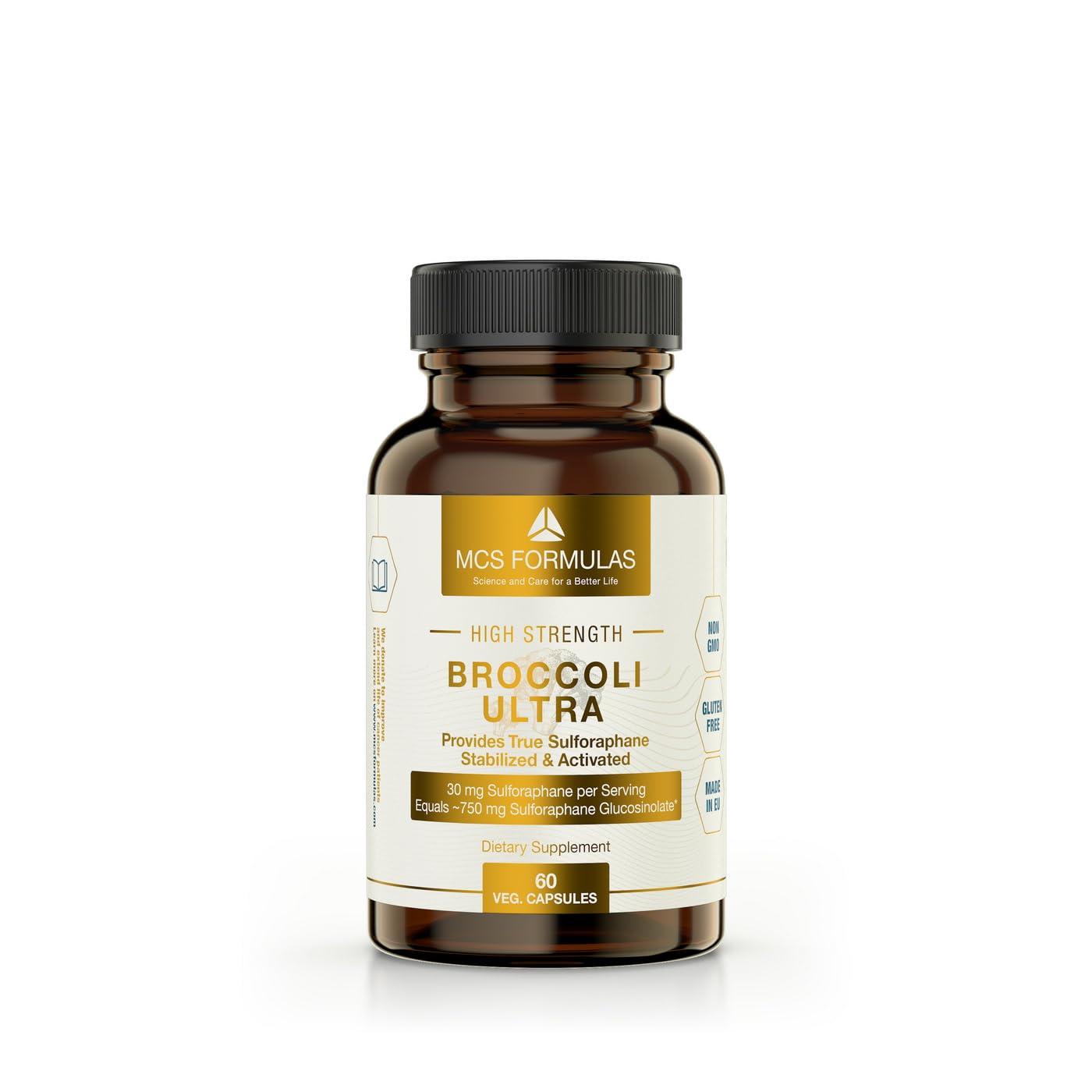 MCS Formulas Broccoli Ultra High Strength Sulforaphane, Vegan, from France, 60 Capsules