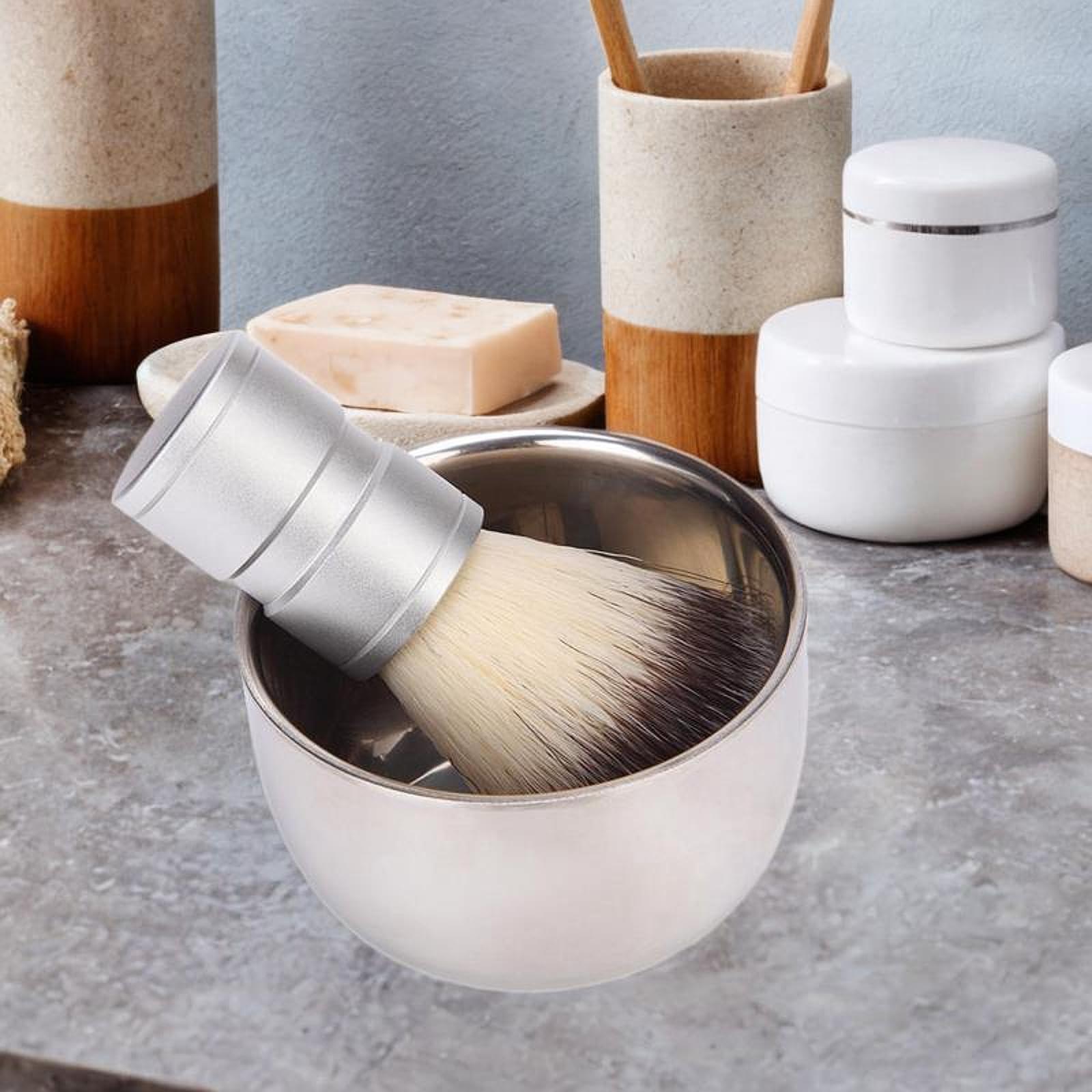 Milageto Milageto Men\'s Shaving Bowl Brush Set 2 in 1 Stainless Steel Accessory for Father Husband Gift Men Shaving Tool Nylon Bristle