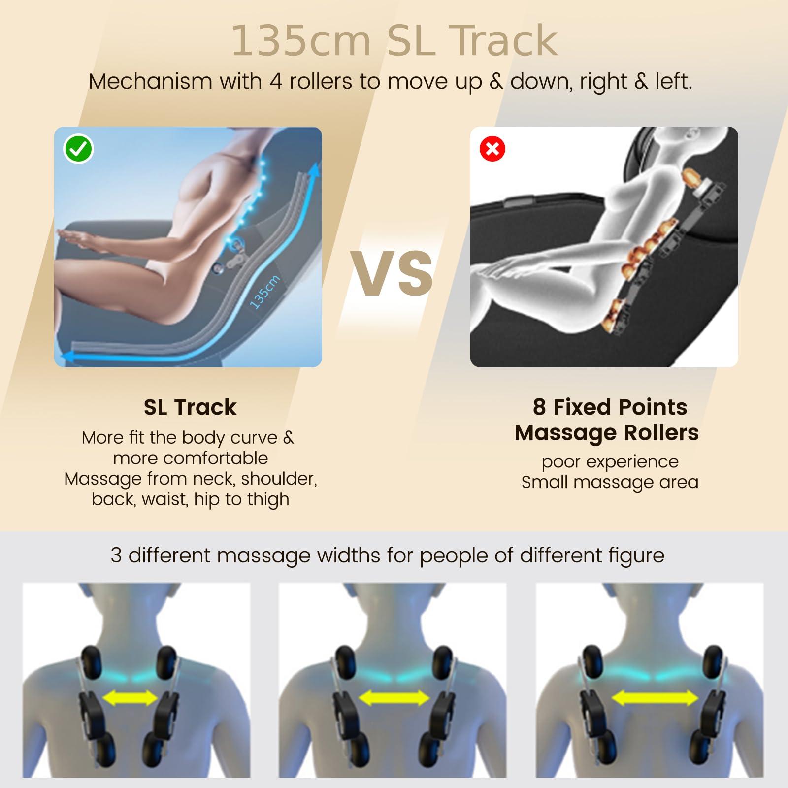 COSTWAY COSTWAY Massage Chair for Home, Electric Zero Gravity 3D SL Track Full Body Shiatsu Massage Recliner with AI Voice Control, Bluetooth, Yoga Stretching, Handrail Shortcut Key, Airbags & Heating (Black)