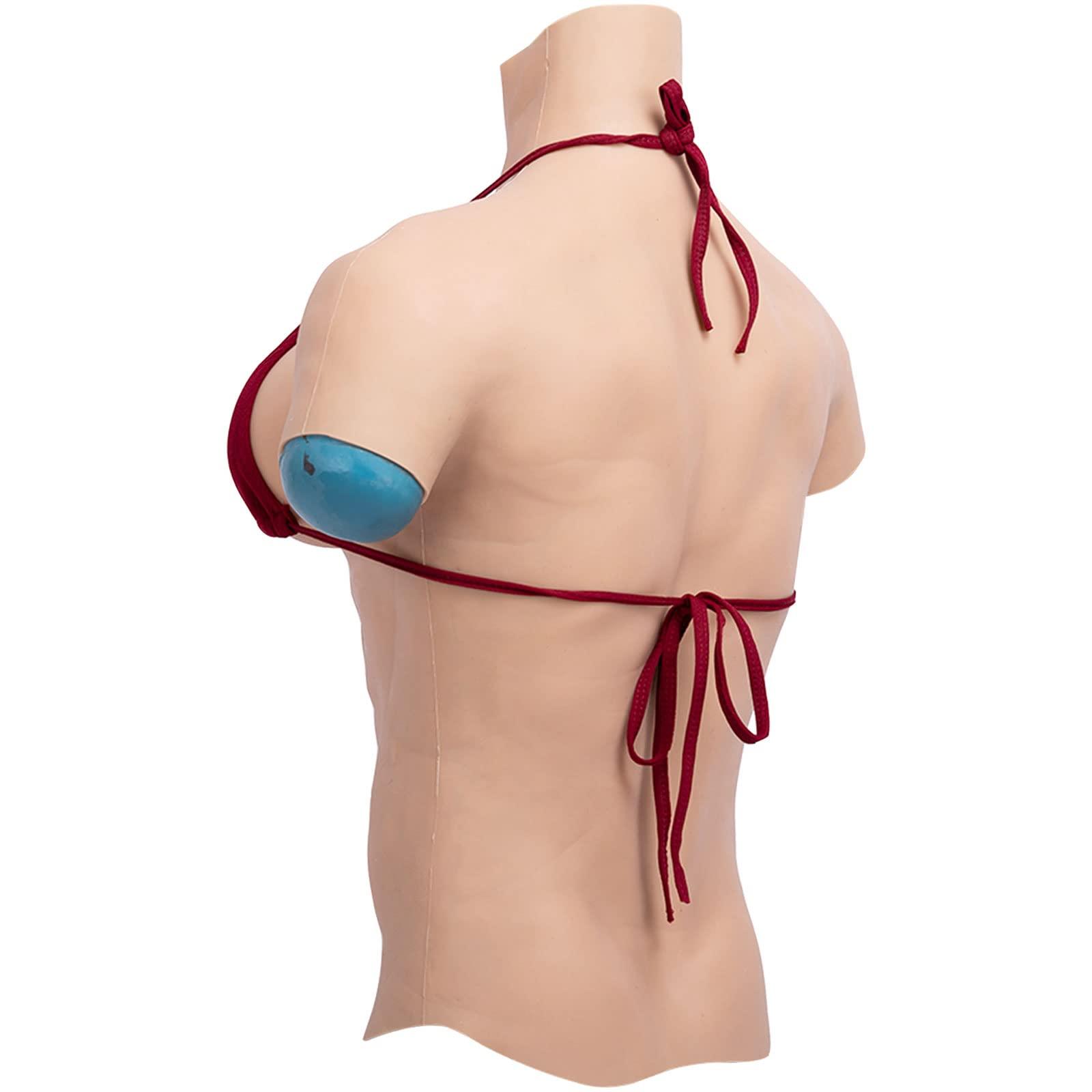 PROPFE PROPFE Silicone Muscle Suits Cosplay Costume Breastplate False Body Bodysuit Half Body Simulation Skin Boobs for Crossdresser