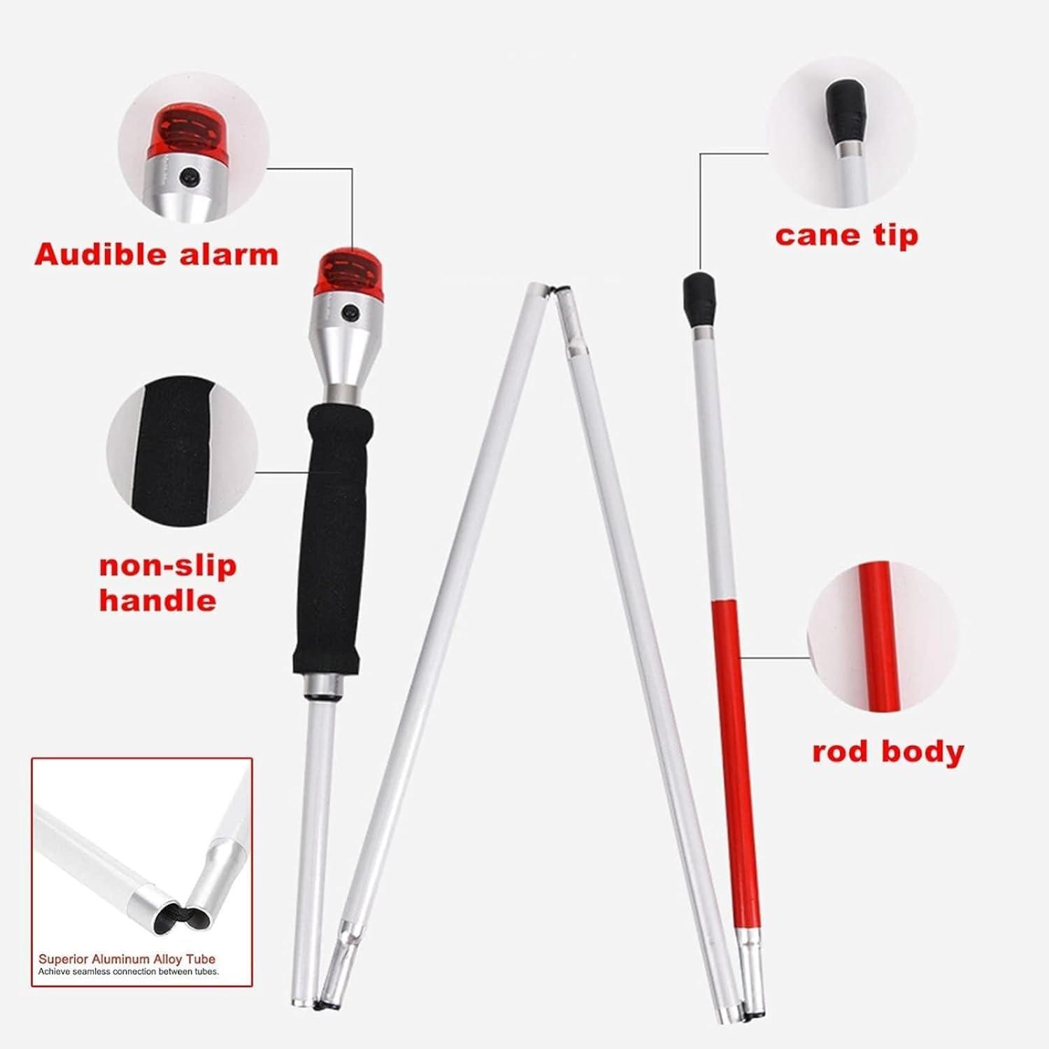 SEIBES Folding Blind Cane, Smart Voice Cane for The Blind And Elderly, Aluminium Alloy Folding Walking Stick, 132cm/52in Electronic Blind Cane