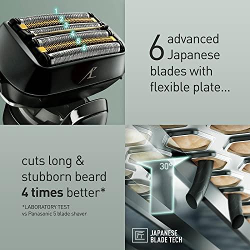 Panasonic Panasonic Series 900+ Premium Wet/Dry Razor ES-LS9A, 6-Way Shaving Head with Linear Motor, Includes Cleaning and Charging Station, Black, Matte Black