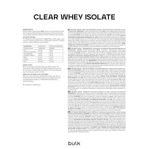 Bulk Bulk Clear Whey Isolate Protein Powder, Refreshing Protein Shake, Passionfruit, 500 g, 20 Servings, Packaging May Vary