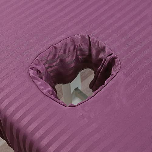 Highdi Highdi Massage Bed Cover with Face Hole Washable Massage Bed Sheet Cover Beauty Massage SPA Couch Cover Elastic Cord Edge All-round Wrap for Massage Bed (185 * 70cm,Deep purple)