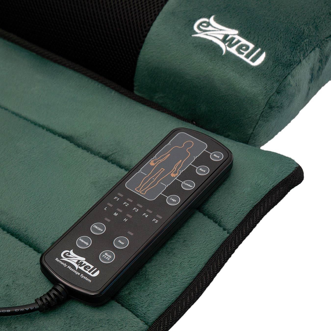 EZWELL eZwell 3-in-1 Massage Remedy System Mattress by Yawn Air Extra Large - Vibrational, Shiatsu & Infrared Heat Therapy Detachable Ergonomic Pillow - 10 Vibration Motors 6 Shiatsu Nodes - Memory Foam