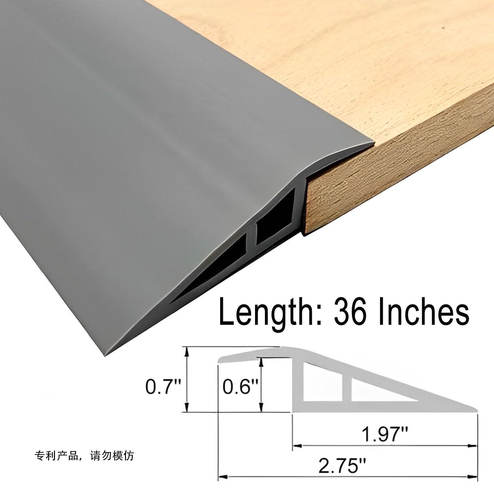 EaseInstall Vinyl-Door-Threshold-Ramp Door-Transition-Strip 36 inch, Threshold 1/2'' ~ 3/5'', Thresholds Ramps for Doorways, Wheelchair Ramp Edge-Reducer Threshold-Transition-Strip for Home/Door/Floor (Grey)