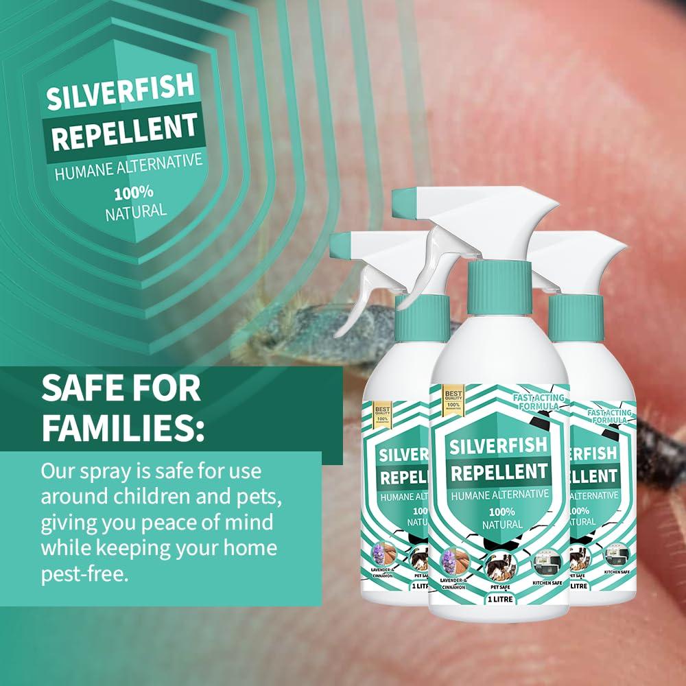 UK GROW Silverfish Repellent Spray - 100% Natural Essential Oils Formula | Non-Toxic Silverfish Killer & Preventative Solution | Works with Silverfish Traps (500ml)