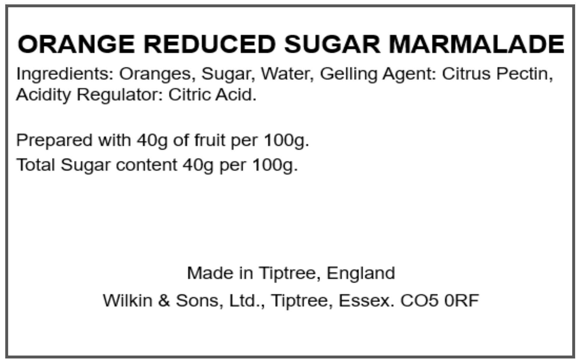 Wilkin & Sons Wilkin & Sons Tiptree Orange Reduced Sugar Marmalade, Medium Cut / 6 x 200g Jars / Vegetarian, Vegan, Coeliac, Friendly / Gluten-Free / Made in The UK