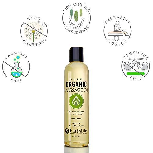 Earthlite EARTHLITE Pure Organic Massage Oil  NEW 2019 - Chemical Free, 100% Certified Organic, Finest Quality for Therapists & Clients, Unscented