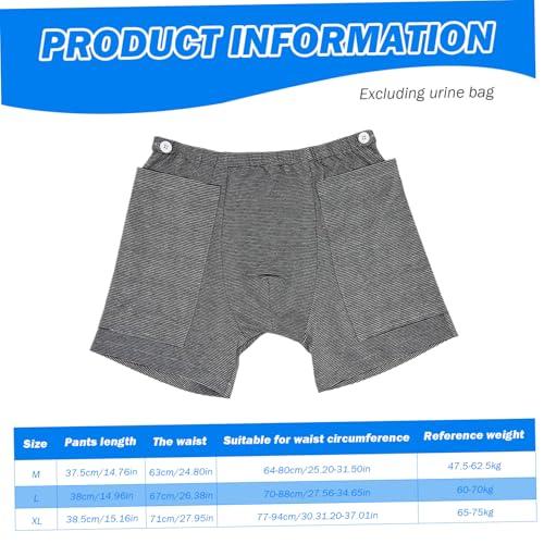 Lamppdcor Nephrostomy Bag Clothing,Catheter Underwear for Men with Elastics Cotton Catheter Pants with 2 Pocket & Fixer Striped Concealed Nephrostomy Bag Clothing,No Urine Bag, L