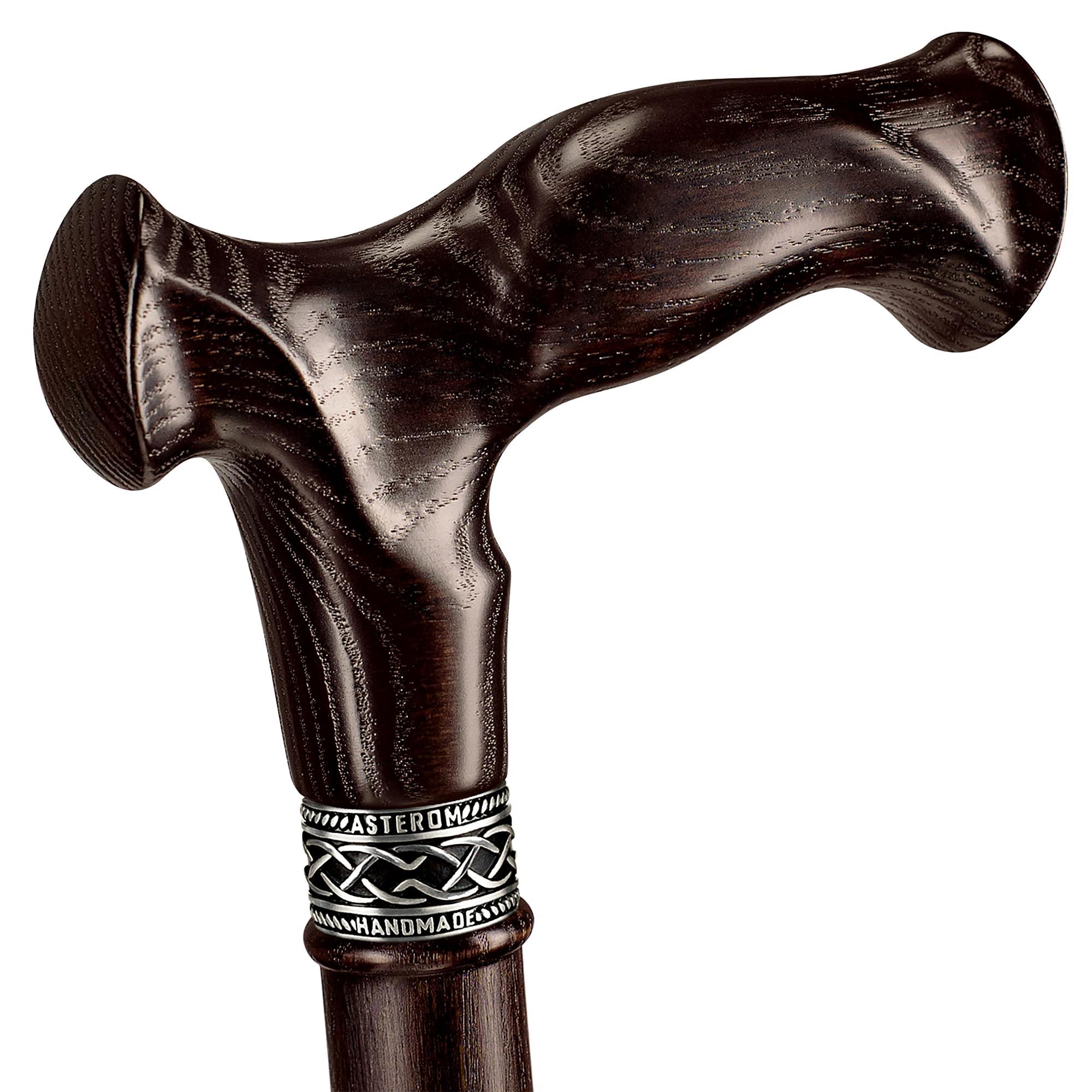 Asterom Asterom Walking Cane - Handcrafted, Ergonomic, Wooden - Canes for Men & Women, Cool Walking Sticks for Seniors (Walnut, 35 Inches)
