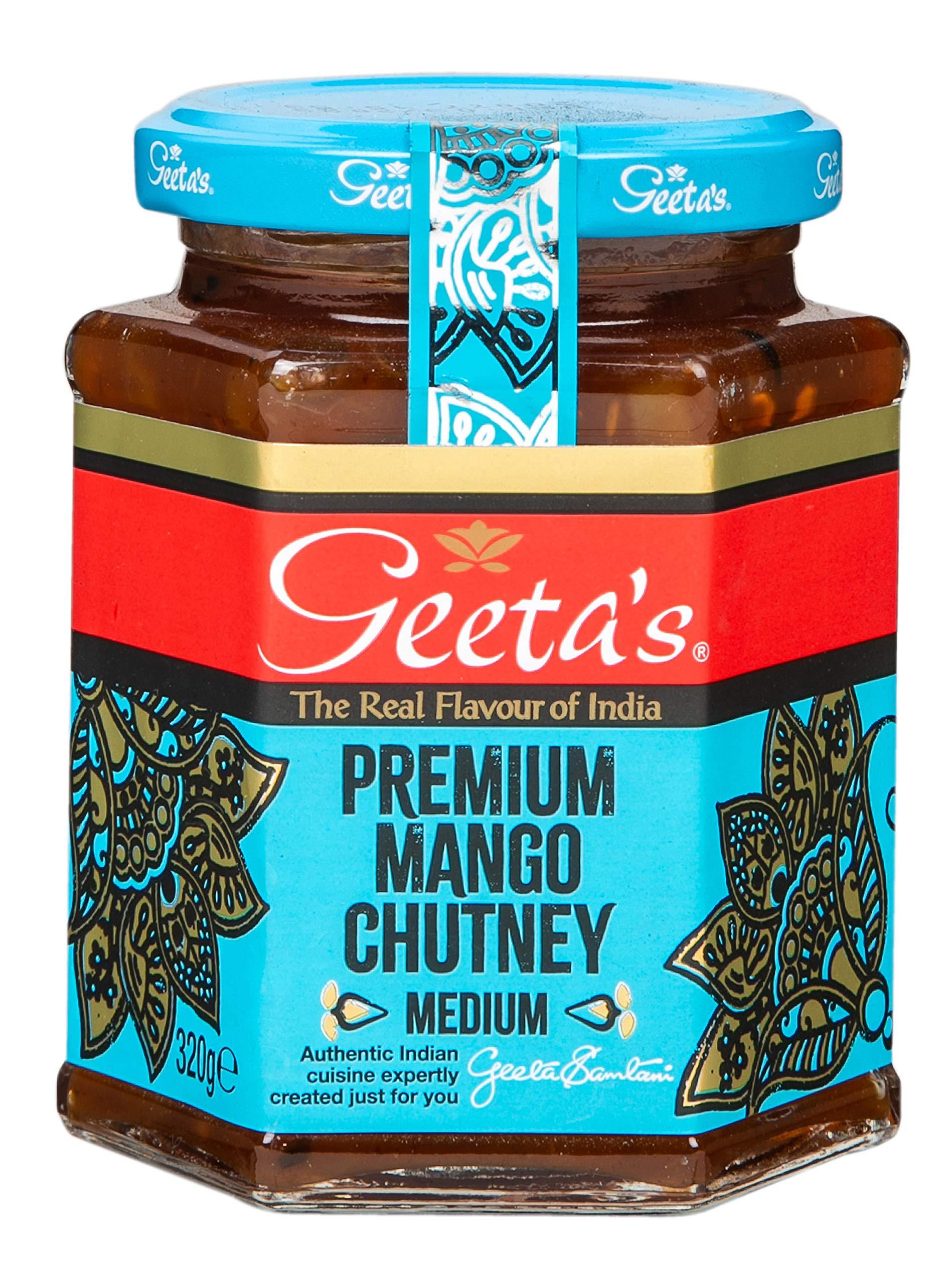 Geeta's Geeta\'s Premium Mango Chutney 320 Grams (6 Pack) - The Real Flavour of India - Indian Mangoes & Aromatic Spices - No Artificial Flavours or Colours
