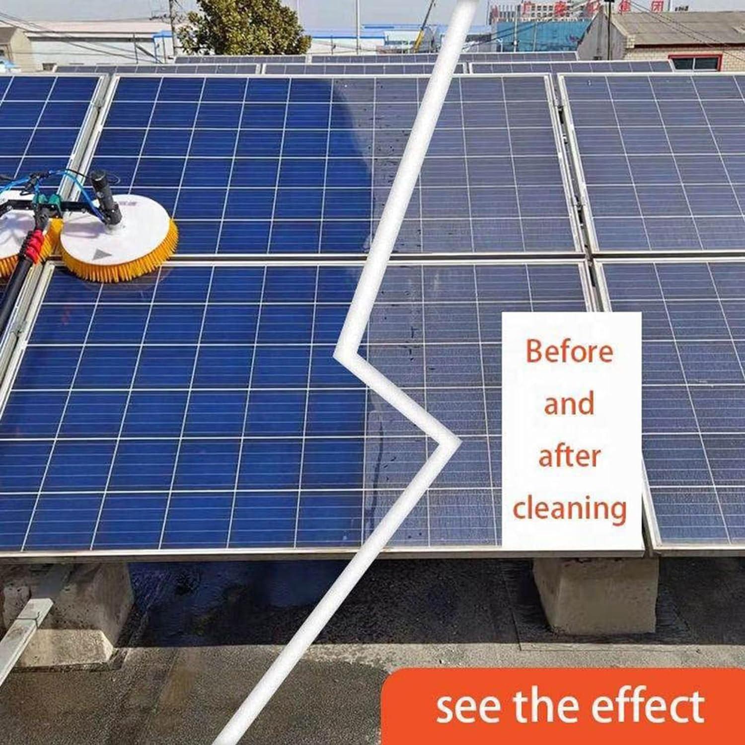 twostronking Telescopic Solar Panel Cleaning Brushes Rod,Solar Photovoltaic Cleaning Machine,with 8m Cable,Double Rotating brush head,solar panel cleaning brush,5.5m