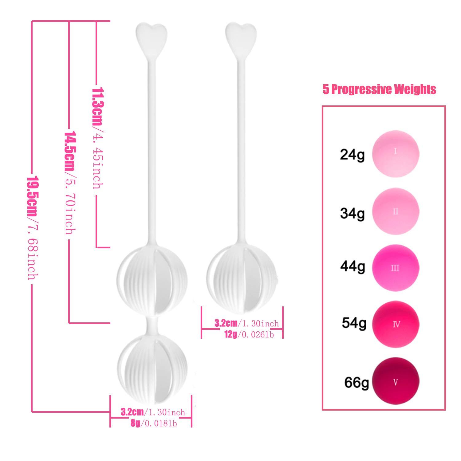 SOPHKO Kegel Weights Exercise Balls - 5 Kegel Balls for Beginner & Advance,Doctor Recommended for Women Bladder Control & Pelvic Floor Exercise Ben Wa Massage Balls