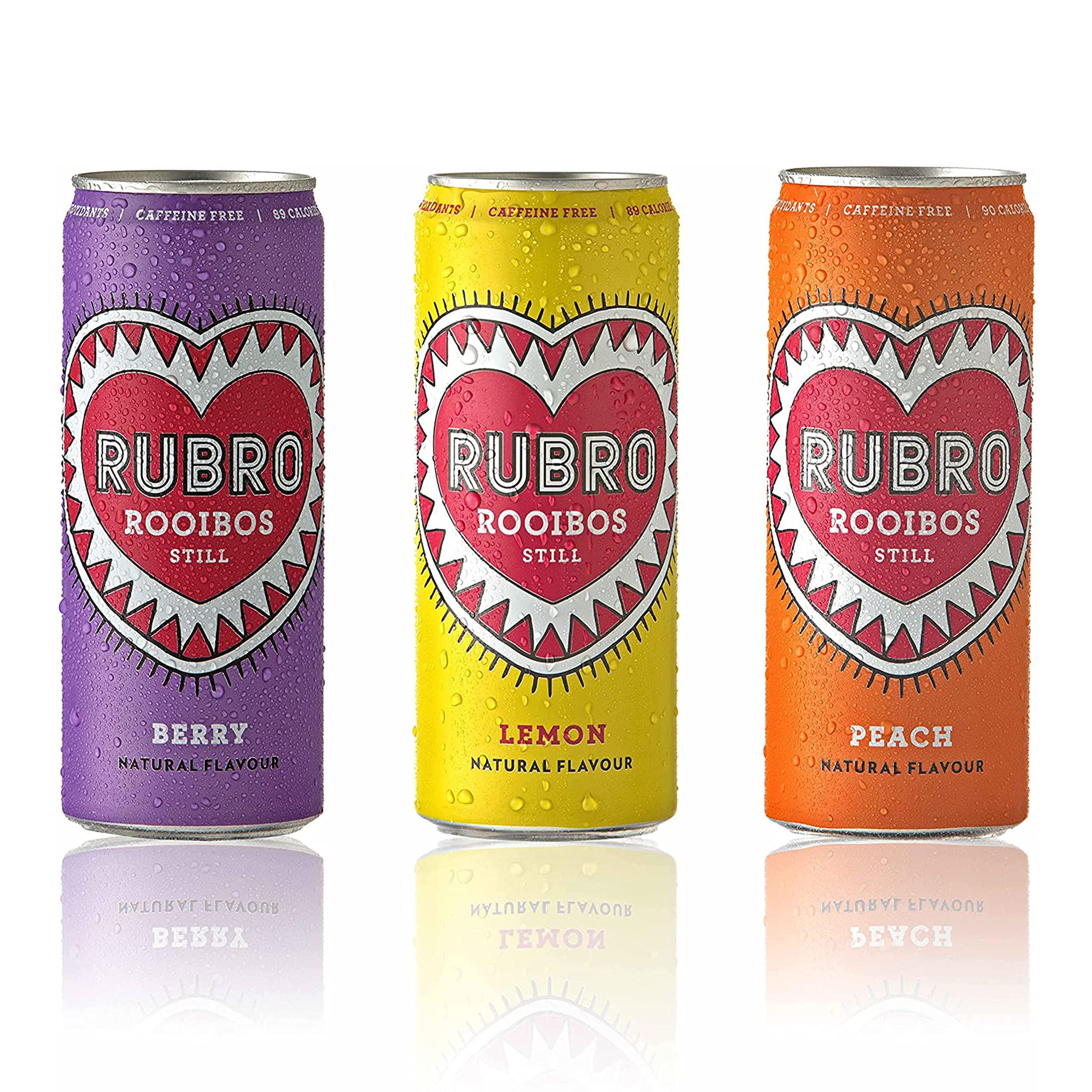 Rubro Rubro - Lemon Rooibos - 6 Can Multipack - 300ml - Still, Soft Drink - Lemon Tea Drink - Fruit Flavoured Iced Tea - Bulk Soft Drinks