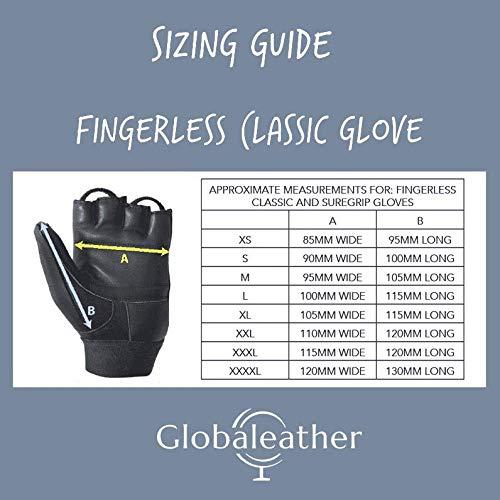 Globaleather Globaleather Classic Fingerless Wheelchair Gloves - Black (Small) - Hardwearing, Padded Breathable Leather for Great Grip, Protection, Comfort & Durability