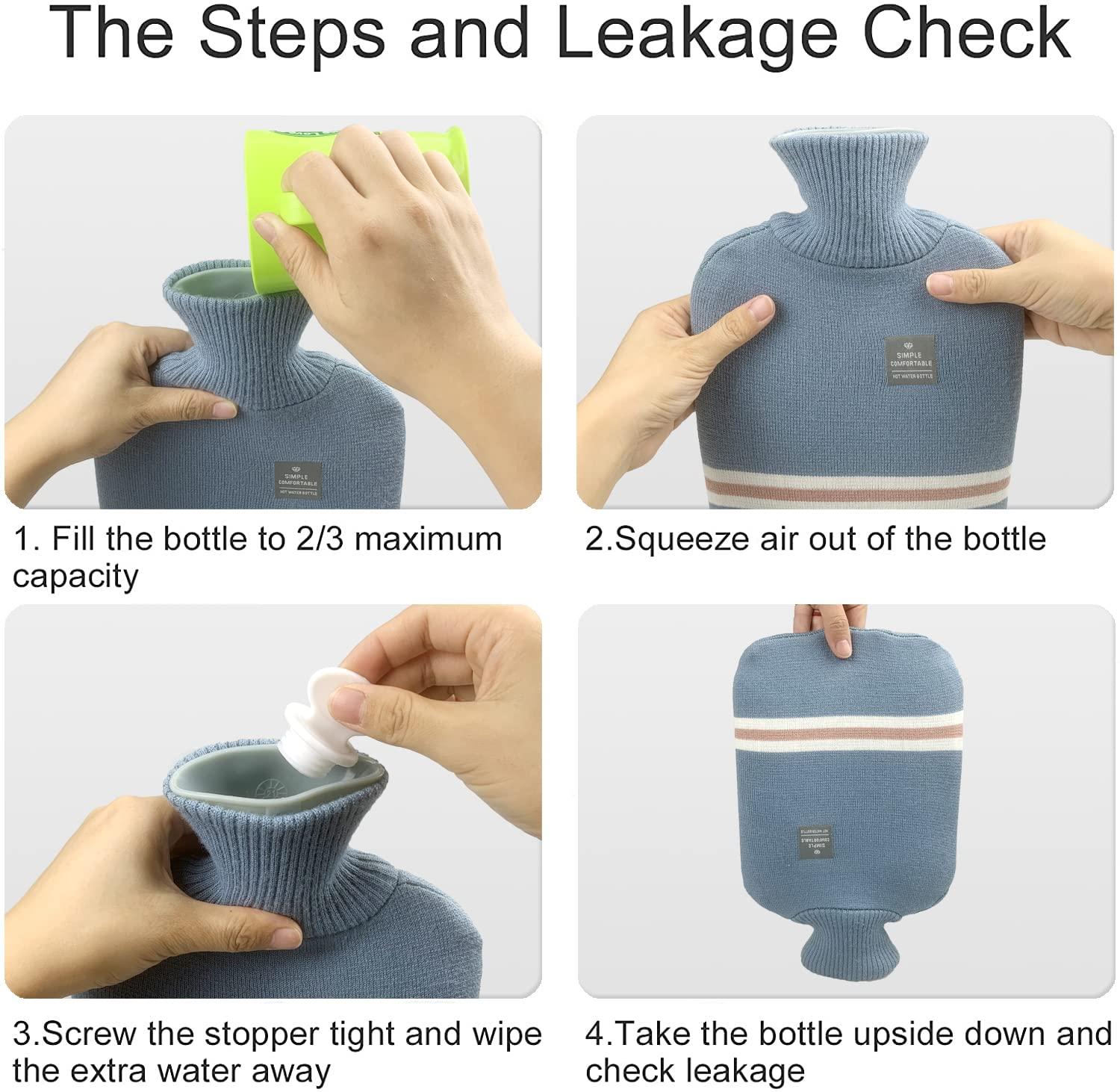 OliviaLiving OliviaLiving Hot Water Bottle with Classic Striped Cover, 2L Hot Water Bag for Menstrual Cramps, Neck and Shoulder Pain Relief, Hot and Cold Therapies, Hand Feet Warmer