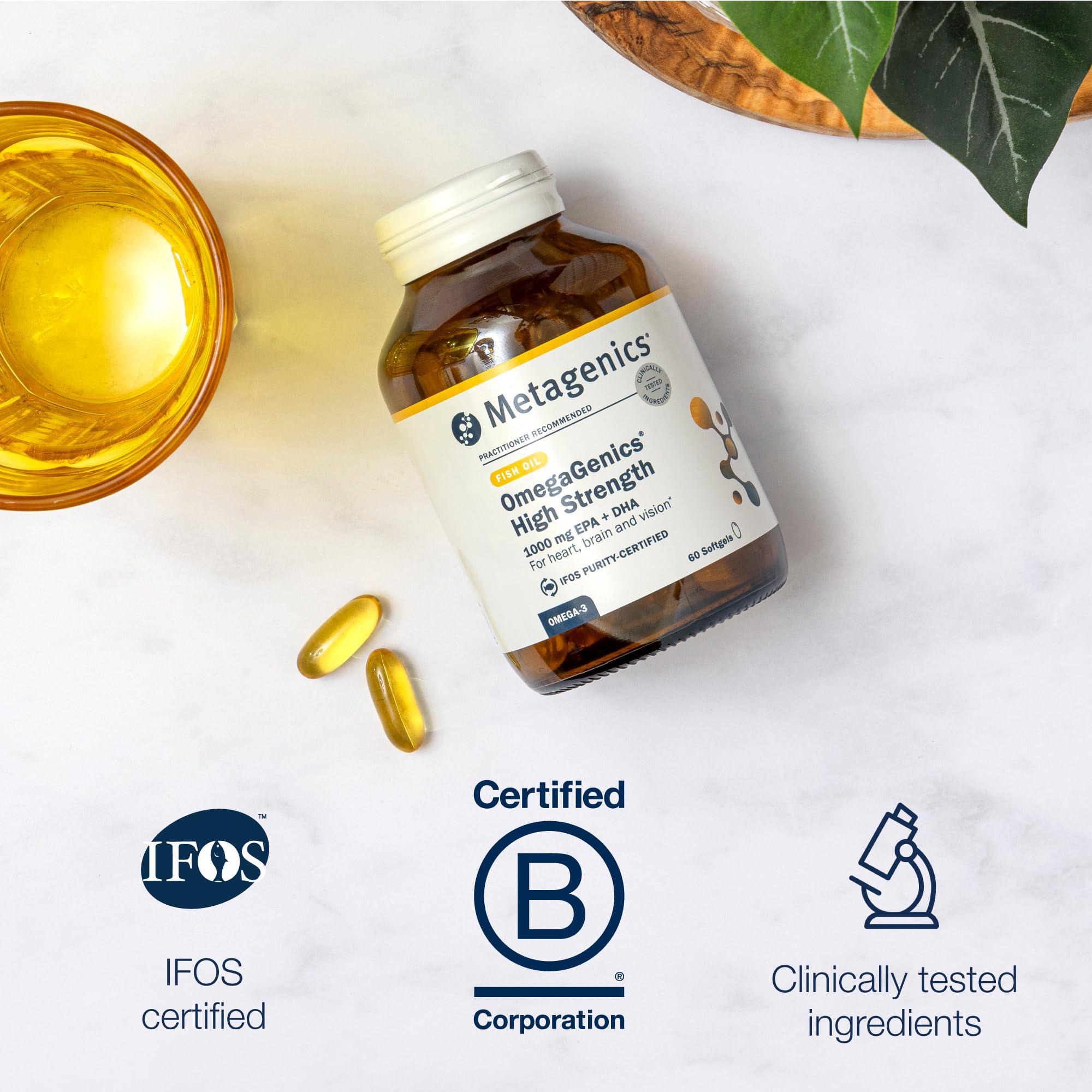 Metagenics Metagenics Omegagenics - High Strength Omega-3 Pure Fish Oil Supplement - 1000mg EPA & DHA - 60 Capsules