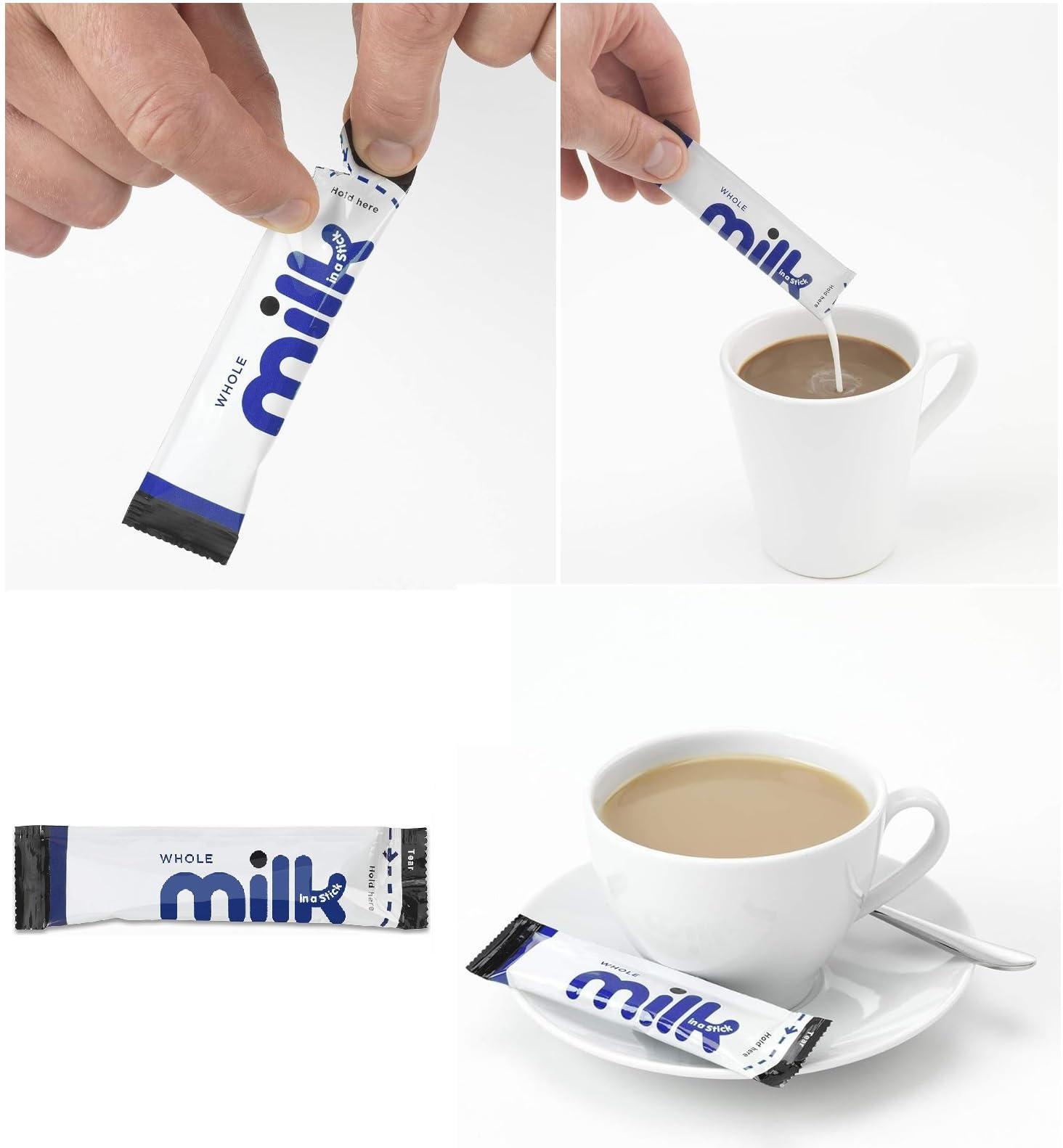 AB.GROCERIES 55x Whole UHT Milk Sticks 10ml Individually Wrapped Pouches Portions Sachets Lakeland