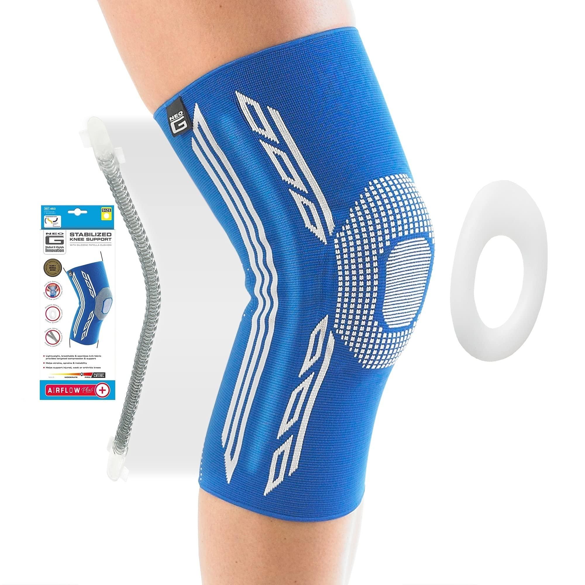 Neo G Neo-G Knee Support Brace with Silicone Patella Cushion and Spiral Stays for Joint Pain Relief Knee Injury Meniscus Tear Sprains Runners Knee - Knee Compression Sleeve - Airflow Plus - L