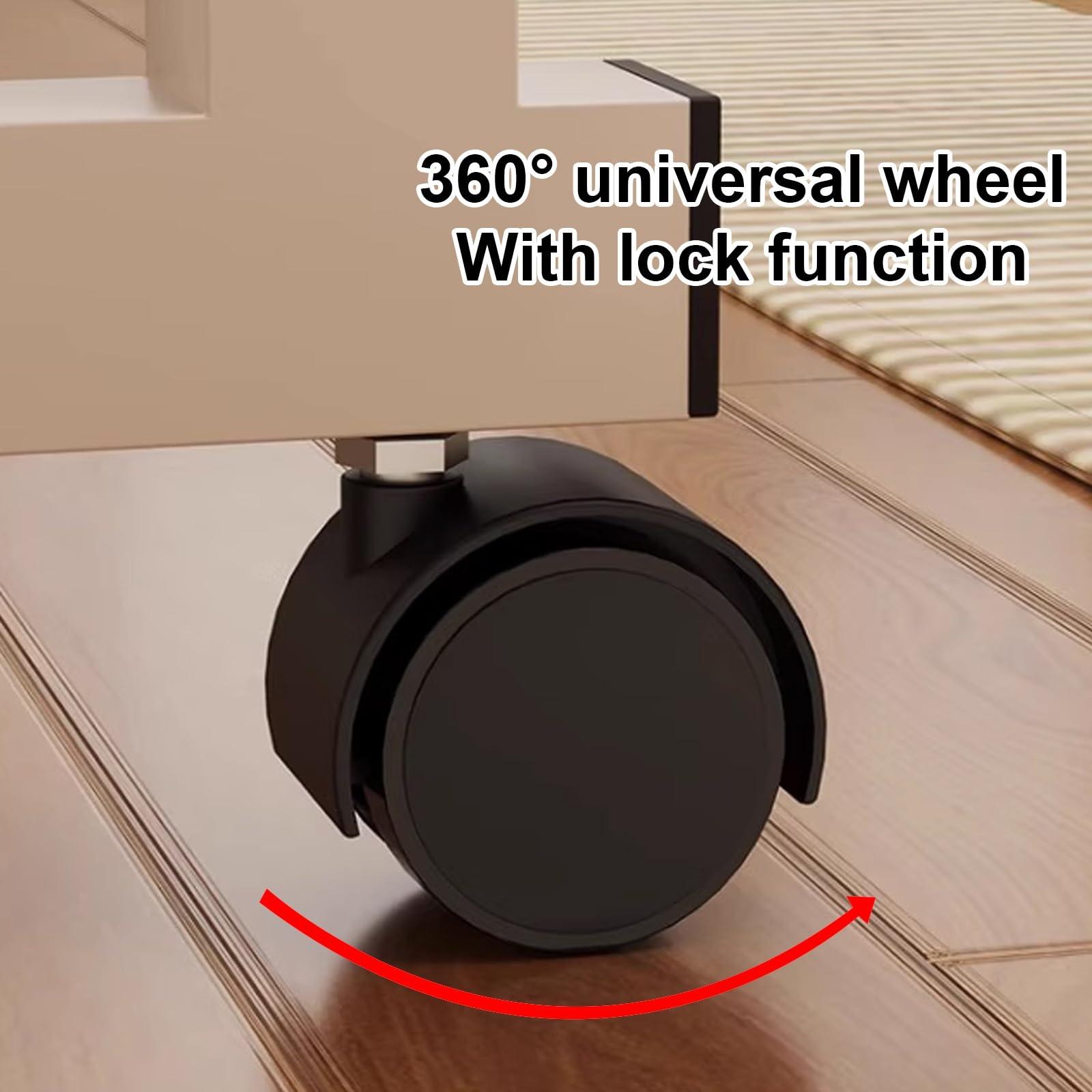 FreshCart Basics Rolling Bed Table, Adjustable Height Over Bed Table with Wheels for Queen Size Beds - Mobile Computer Desk, Laptop Cart, Standing Workstation