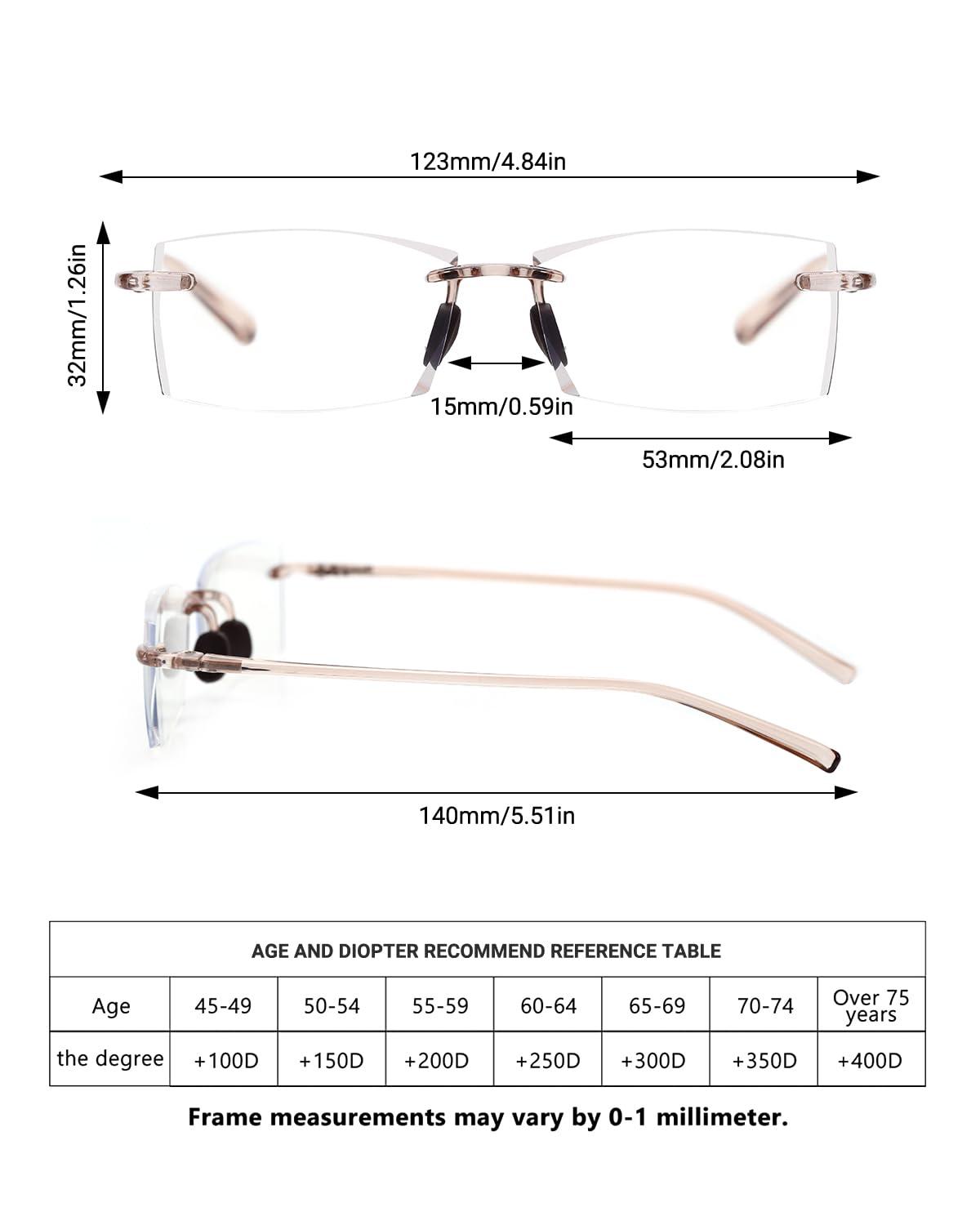 TERAISE TERAISE Rimless Reading Glasses Comfortable Lightweight Frameless Reader Men Women Blue Light Blocking Computer Eyeglasses(1.5X)