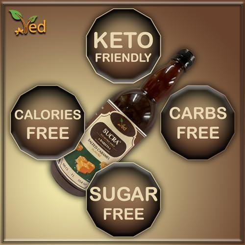 Ved Sucra Premium Syrup 1L for Coffee and Cocktails, sugar free Vanila flavor, Vegan-Friendly, Gluten-Free & Fat-Free.