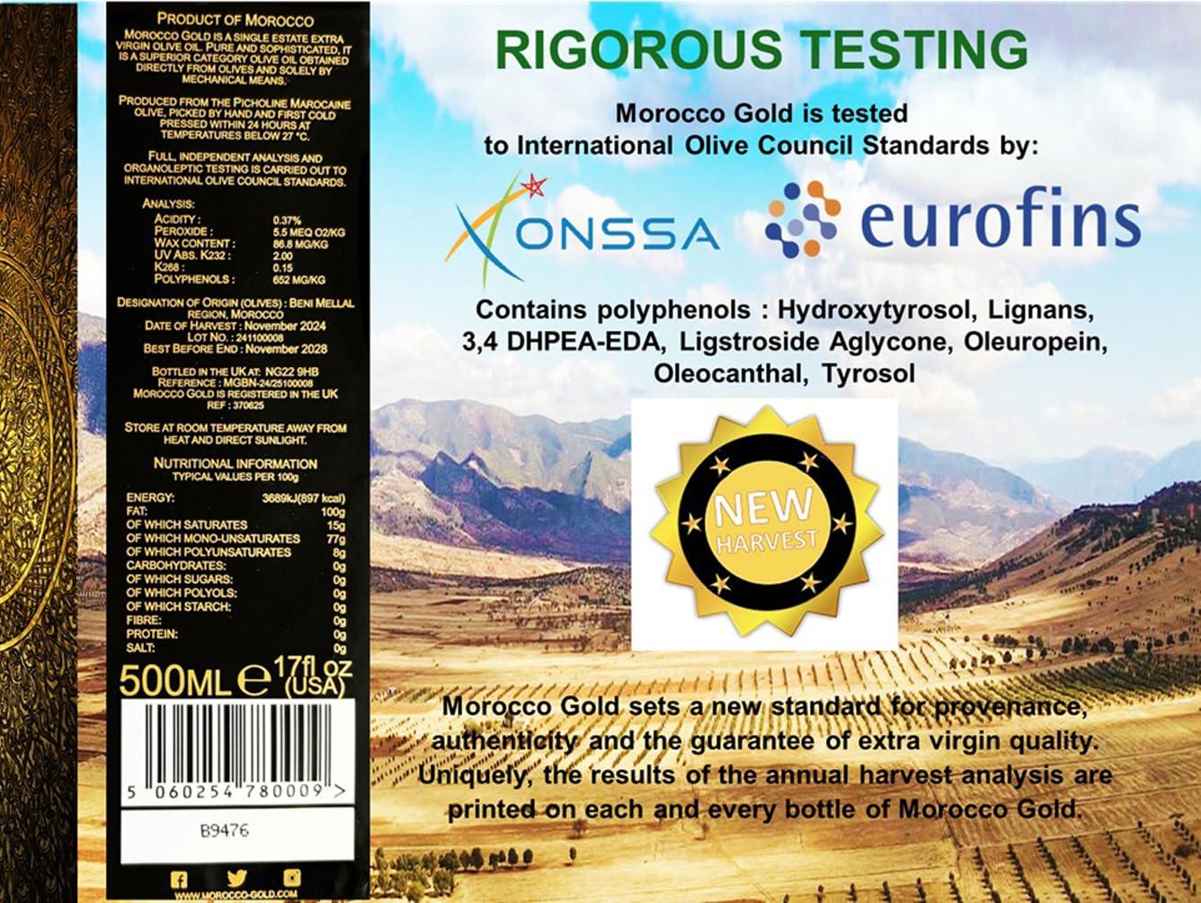 Morocco Gold Morocco Gold Single Estate Extra Virgin Olive Oil - Unfiltered, Unblended. High in Polyphenols. Pure and natural. 500ml