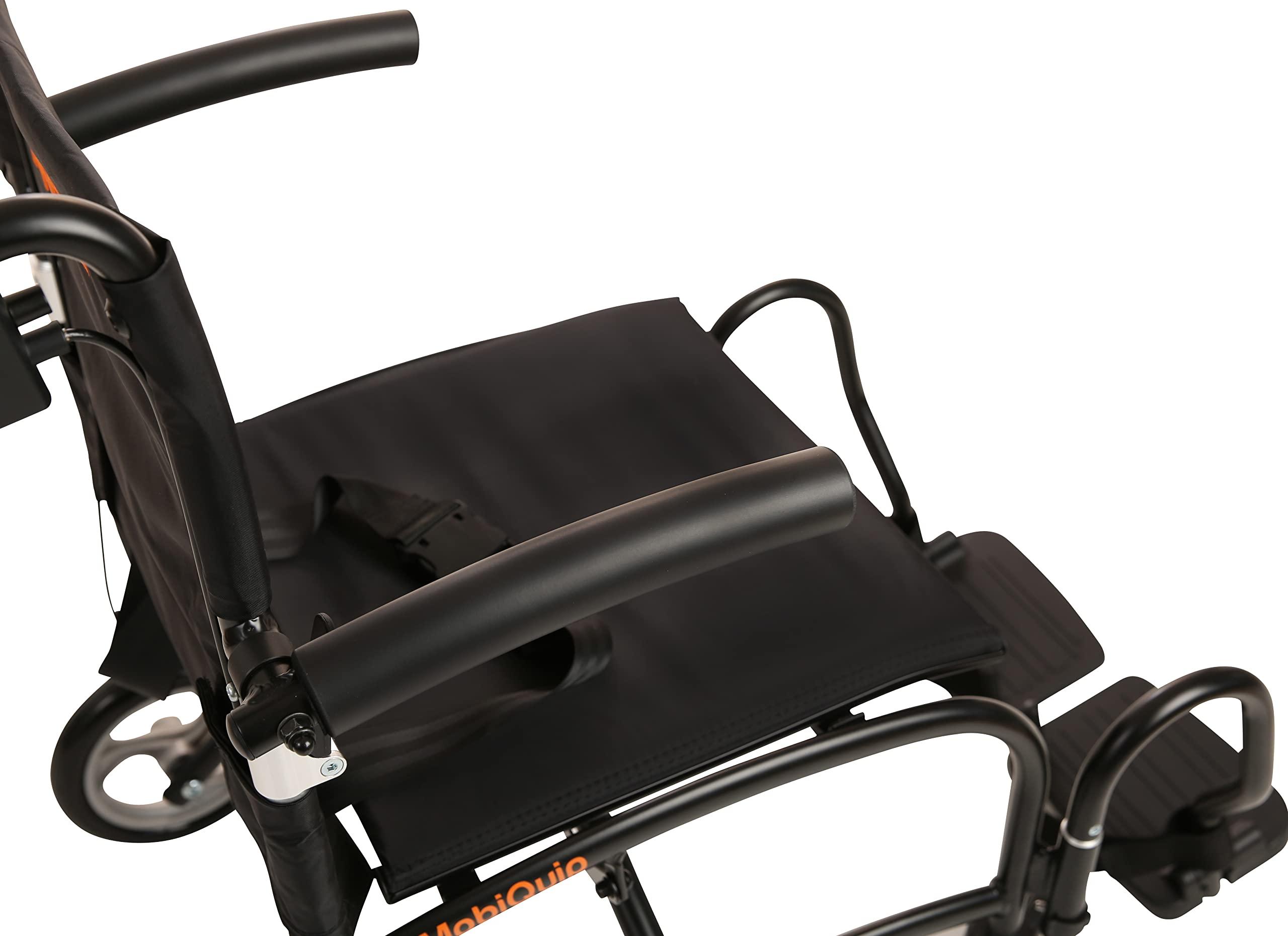 MobiQuip MobiQuip 8kg Travel Wheelchair, Ultra Lightweight, Compact, Folding Wheelchair, Attendant-Propelled, Light Aluminium Frame, Portable Transit Mobility Wheelchair with Carry Bag