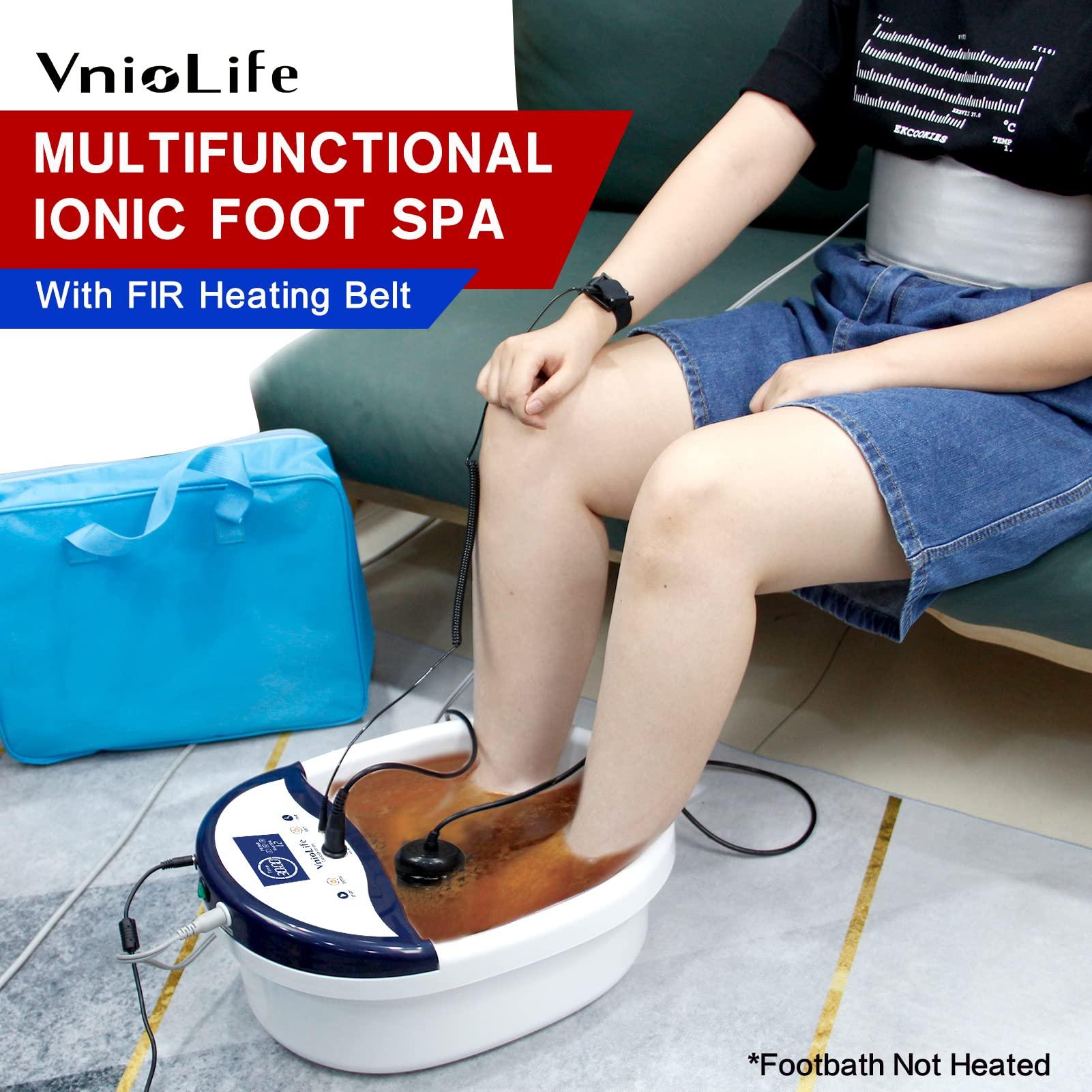 VnioLife VnioLife Ionic Foot Bath Detox Machine, LED Display Foot Detox Spa with Heated Belt, Wrist Strap, Arrays, Liners (Portable Handbag)