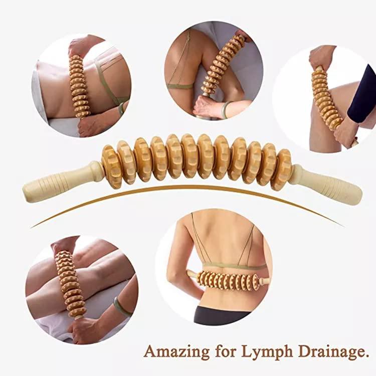 HOMION Massage Roller Tool Accessories Anti Cellulite Massager Maderotherapy Wooden 43.5cm
