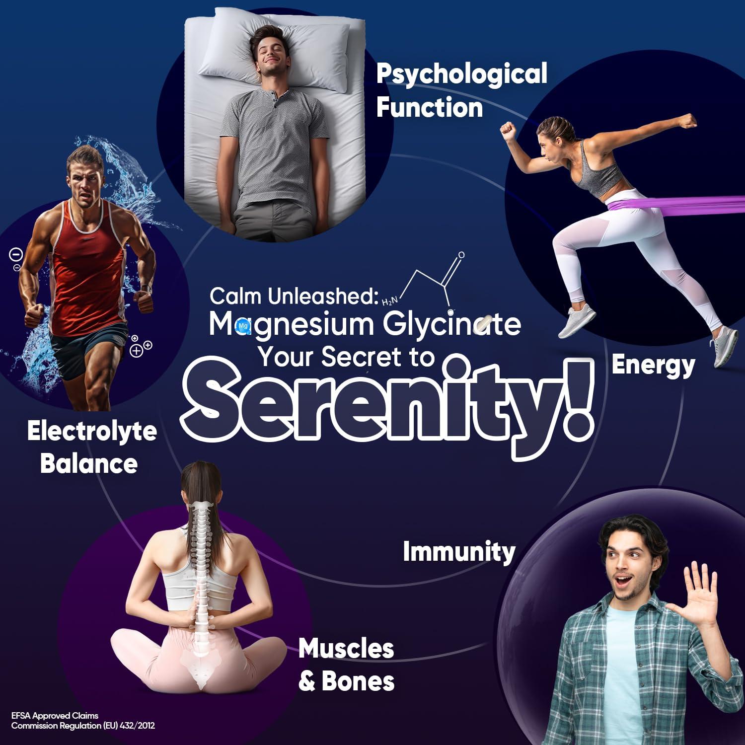 WeightWorld Magnesium Glycinate with Vitamin B6-1420mg Pure Magnesium Bisglycinate Powder Capsules - 180 Magnesium Bisglycinate Capsules - 3 Months Supply - High-Strength Magnesium Supplements