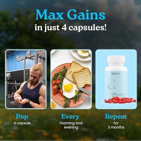 mars by GHC Creatine Capsules Powered with Shilajit by by GHC (120 N) - Pack of 3 | Supports Overall Well Being | Good Health Company