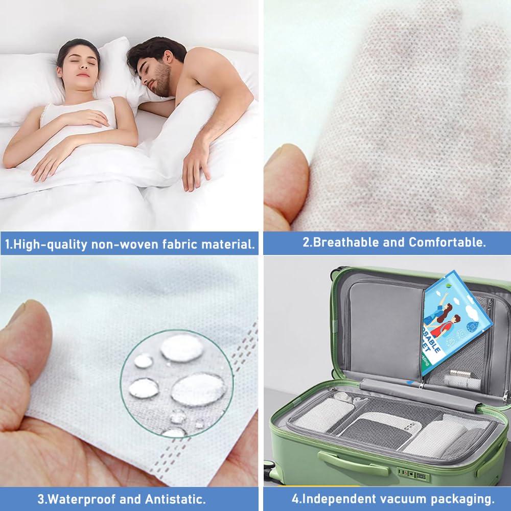 LRUUIDDE Disposable Travel Bed Sheets King Size, Disposable Hotel with Quilt Cover and Pillowcase, Disposable Bedding Travel Bedding Disposable Sheets for Business Travel Hotel Essentials( 4-Piece ) (2pack)