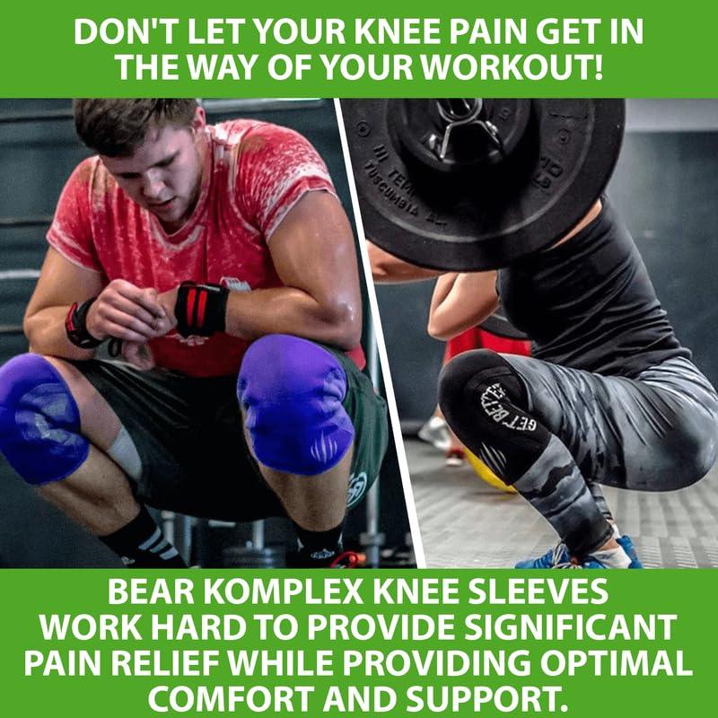 Bear KompleX Bear KompleX Compression Knee Sleeves, Fitness & Support for Workouts & Running. Sold in Pairs-Cross-fit Training, Weightlifting, Wrestling, Squats & Gym Use. 5mm&7mm Thick, Multicolor Options