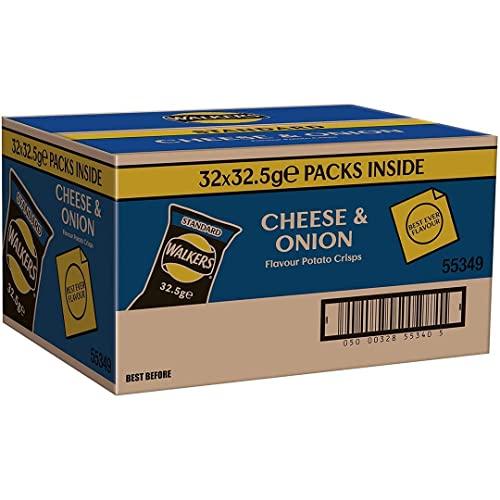 Walkers Walkers Cheese and Onion Crisps Multi-Pack Box, 32.5 g, Case of 32