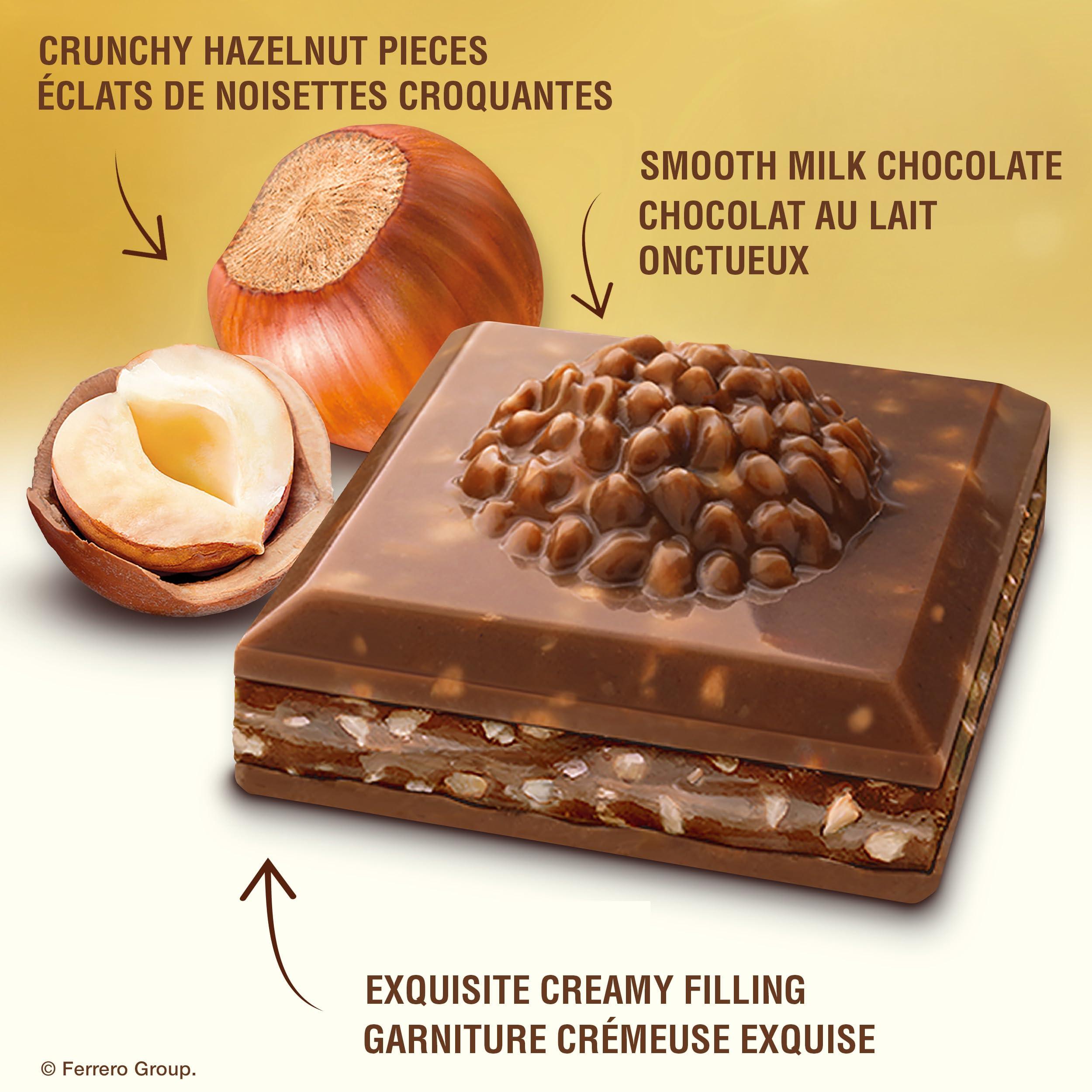 Ferrero Rocher FERRERO ROCHER Premium Chocolate Bar, Milk Chocolate and Hazelnut Bar, 8 bars, 720 g