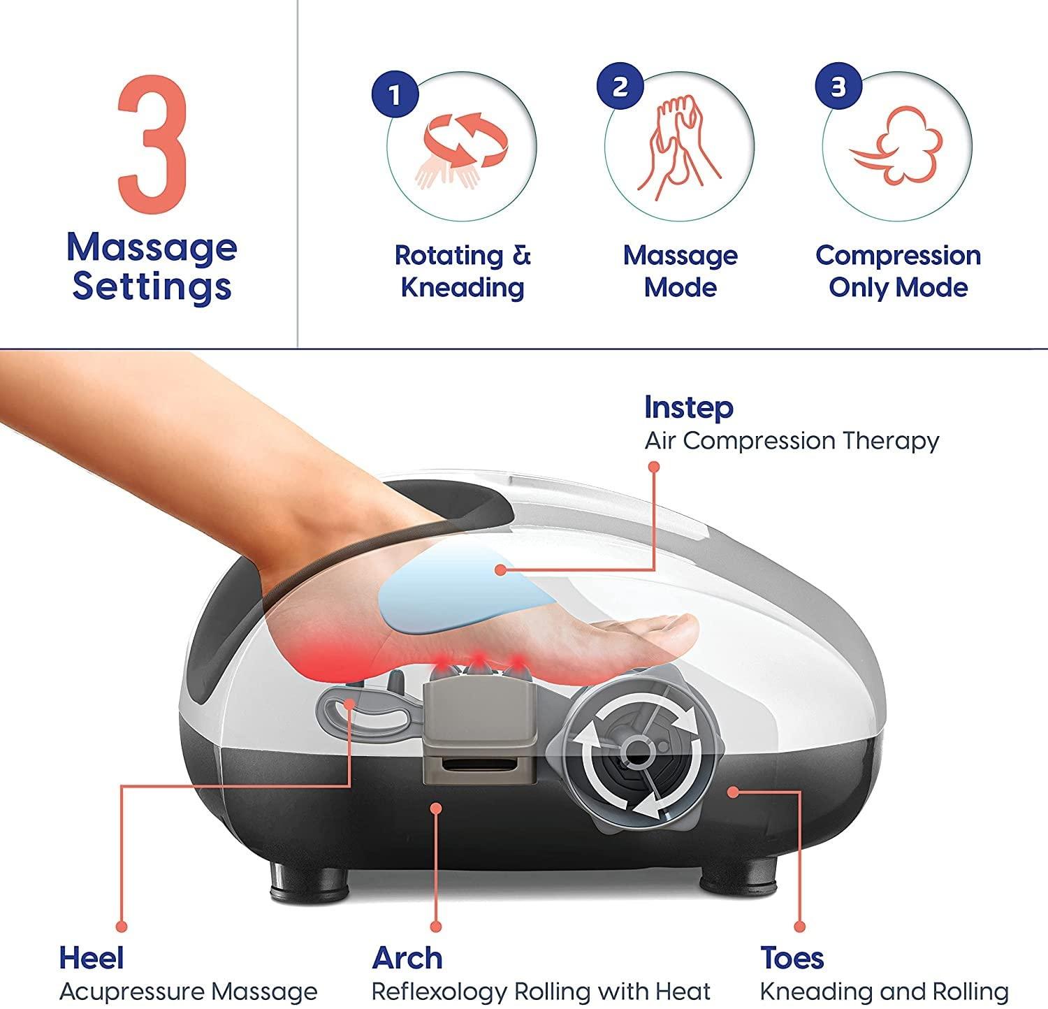 BYOUQ Foot Massager Machine - Deep Kneading Shiatsu Feet Massager for Neuropathy Pain Relief, and Improved Circulation - Soothing Heat Therapy for Plantar Fasciitis Muscle Relax
