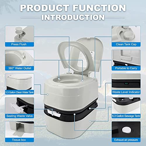 STMKB Adult Mobile Toilet, 24L Portable Flushable Potty Chair, Max Load 200kg, Fully Sealed, No Odor, Easy To Perform and Move, No Installation Needed