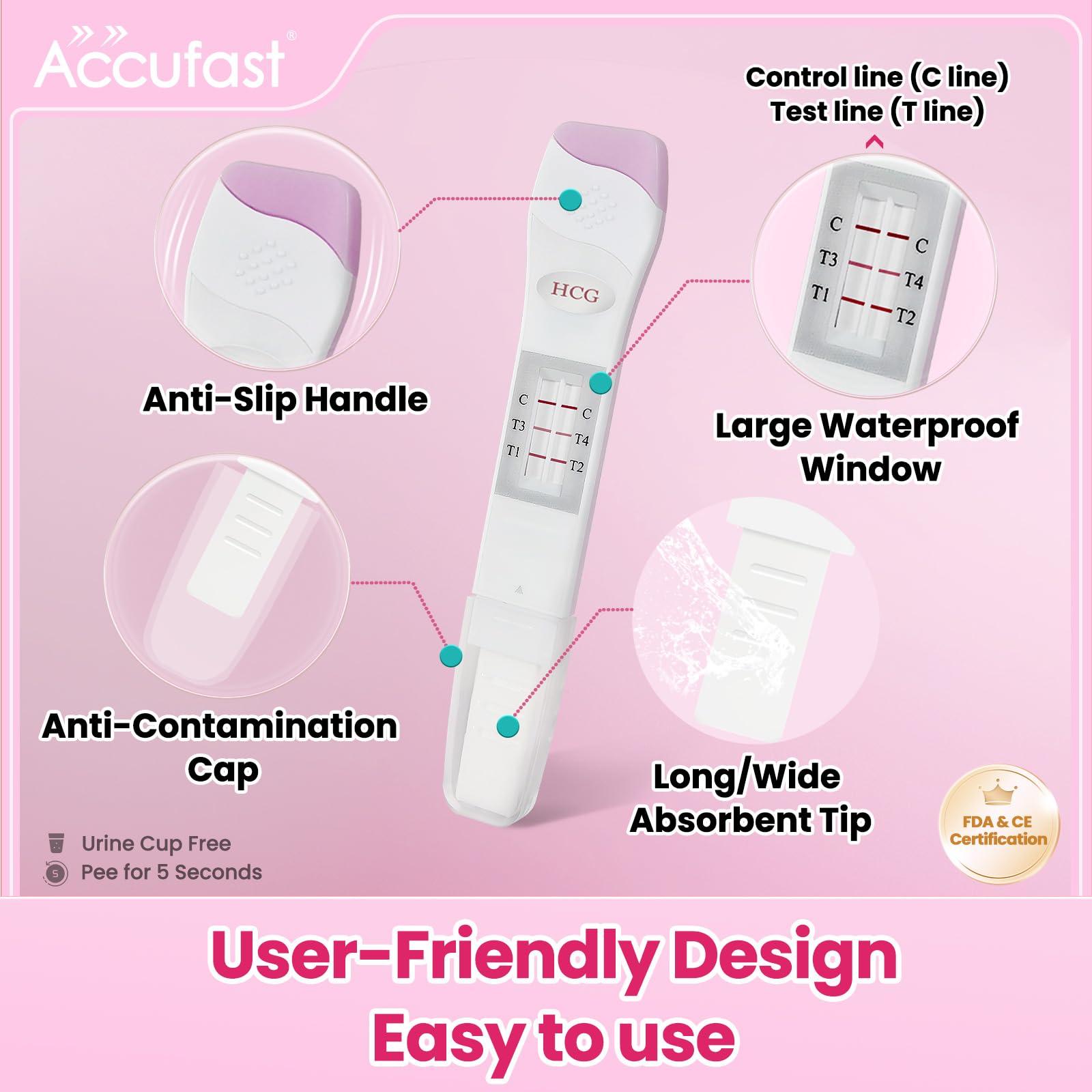 Accufast Accufast Pregnancy Test for Early Detection with Week Indicator to Tell You How Many Weeks Pregnant, hCG Urine Test with 99.99% Accurate & Quick Result (2 Tests)