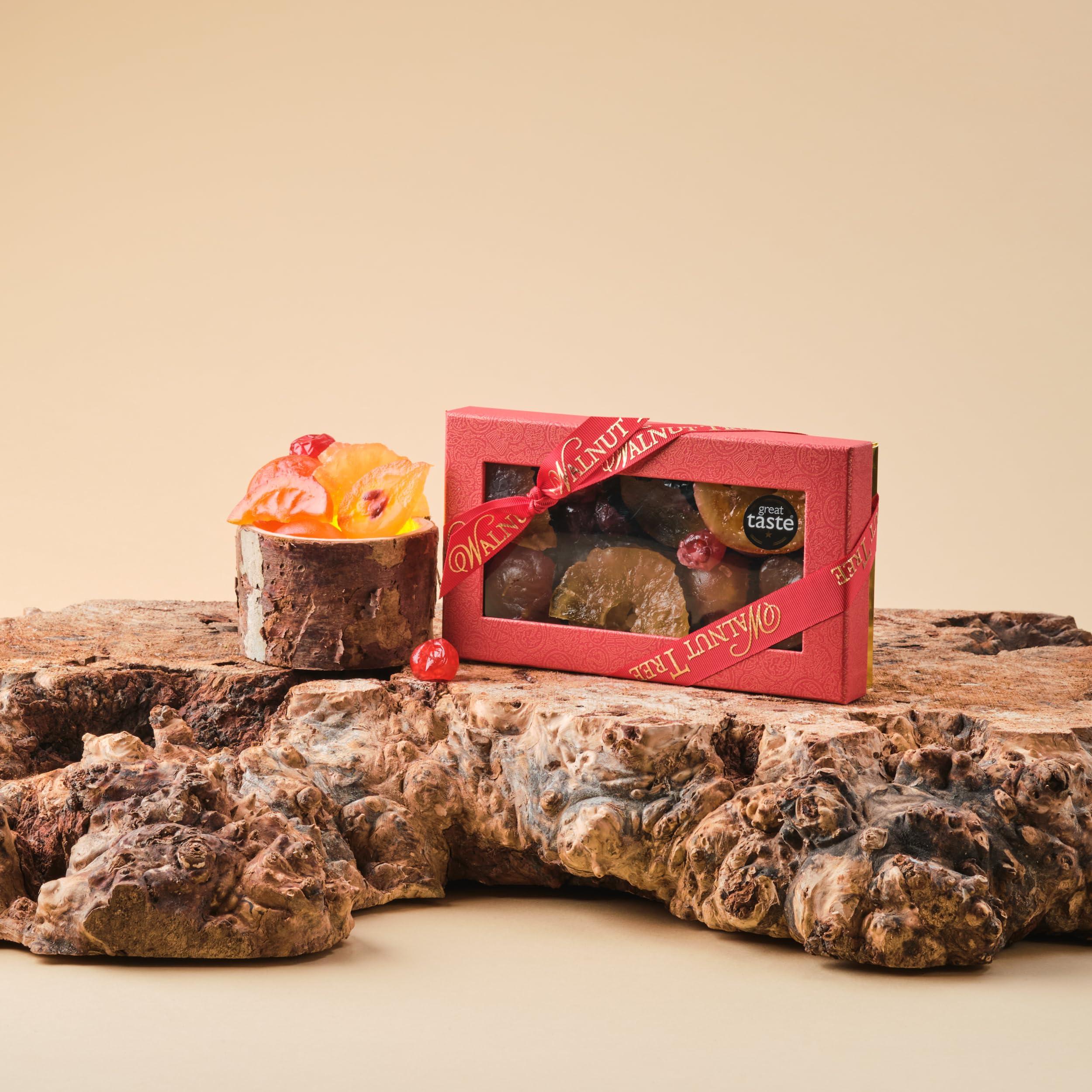 Walnut Tree Walnut Tree | Medium Glaced Fruits Gift Box | Candied Apricot, Apples, Pears, Cherries & Pineapple | Suitable for Vegan, Vegetarian, Halal & Gluten Free Diets | 190g Pack