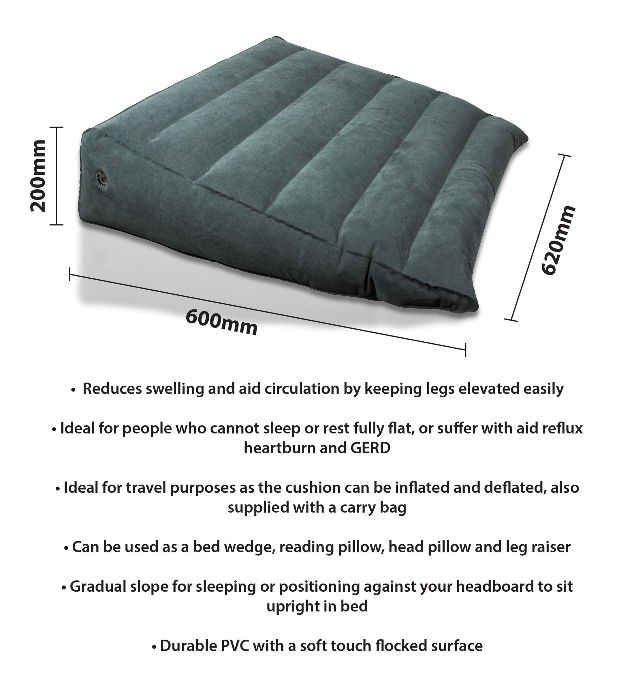 Aidapt Aidapt Inflatable Orthopaedic Bed Wedge Pillow, Triangle Portable Cushion,Acid Reflux,Heartburn,GERD,Bed BackRest,Multi-Use Leg Rest,Support Bed Pillow,Easy to Store,Raiser Cushion,Elevation