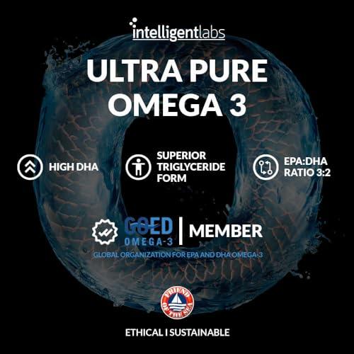 Intelligent Labs Intelligent Labs Triglyceride Omega-3 | 2,250 mg Fish Oil (1,224 mg EPA + 816 mg DHA + 210 mg Other Omega-3) | 120 Softgels | High-Potency Fish Oil Supplement