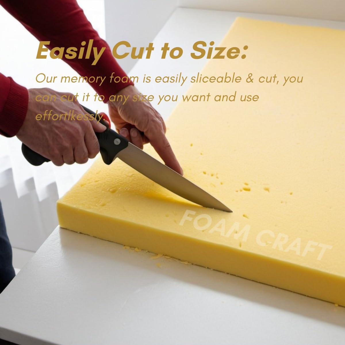 FOAM CRAFT Orthopedic Memory Foam Mattress Topper for Dog Bed Pain Relief Memory Foam Cushion Bed Topper, Wheelchair Cushion Foam Cut to Size Firm Dog Cushions Upholstery Foam Sheet (Memory Foam, 65x86x10cm)