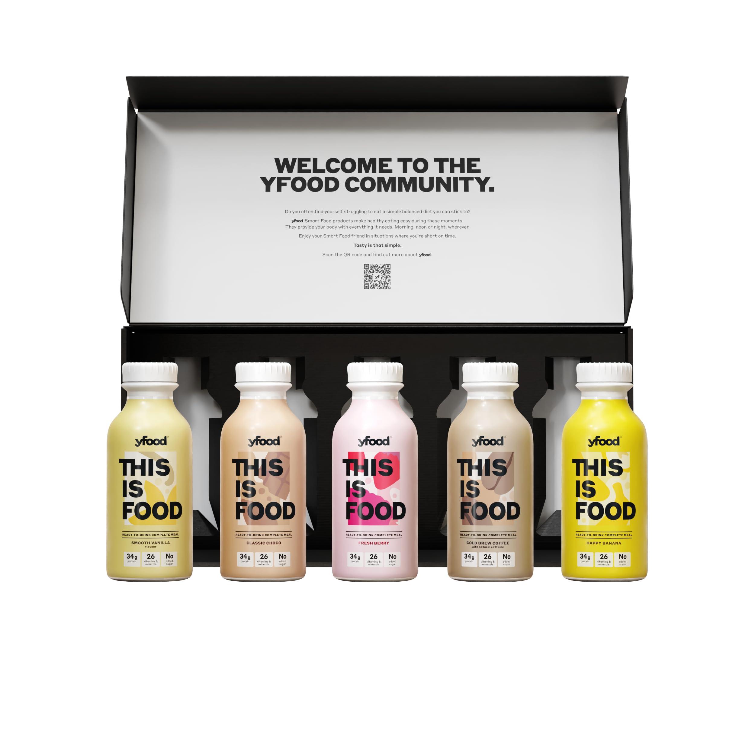 YFood yfood Taster Pack, tasty meal replacement, THIS IS FOOD drink, 34g protein, 26 vitamins and minerals, 5 flavour Taster Pack (5 x 500ml)