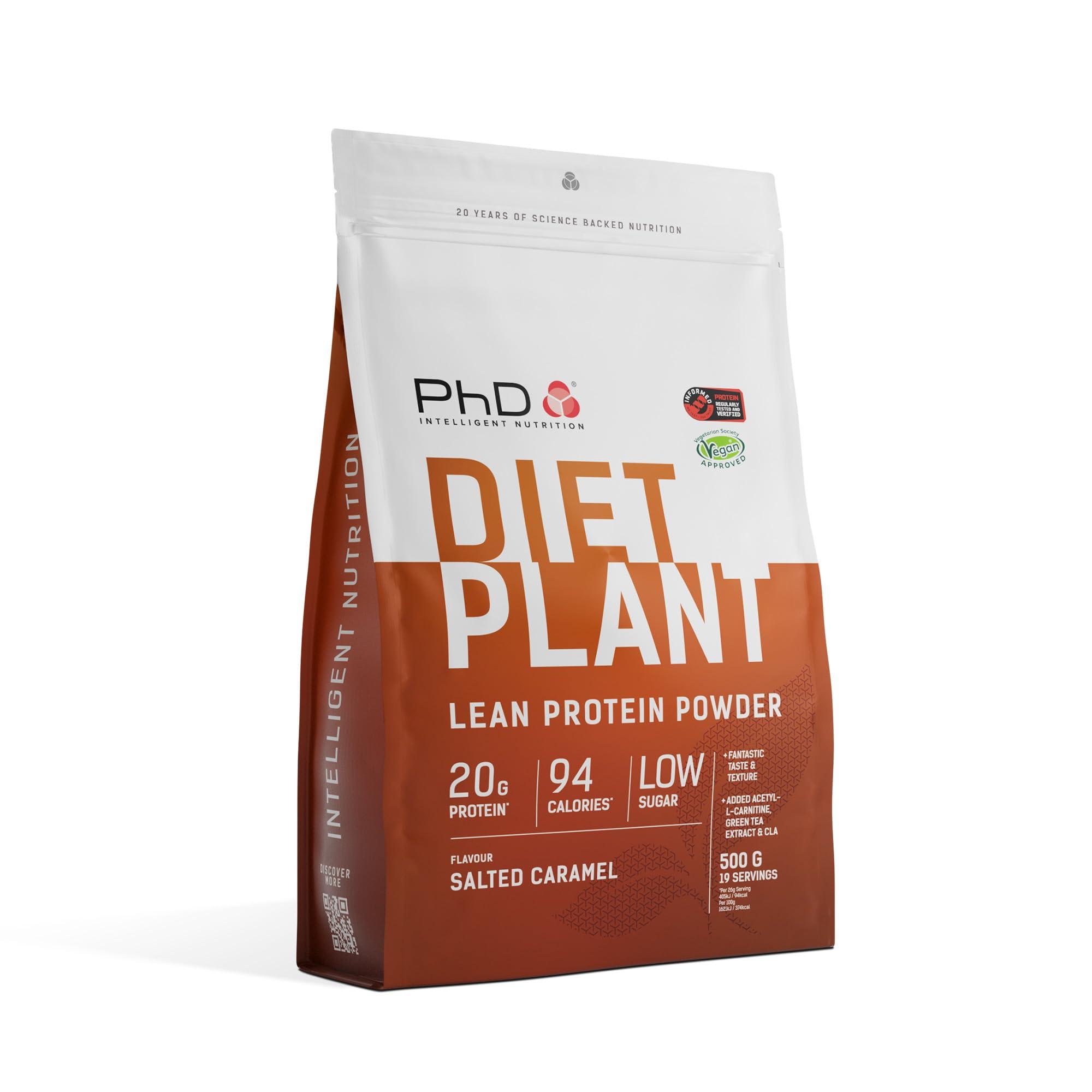 PhD Nutrition PhD Nutrition Diet Plant, Vegan Protein Powder Plant Based, Salted Caramel, High Plant Protein, 20 Servings Per 500g Bag