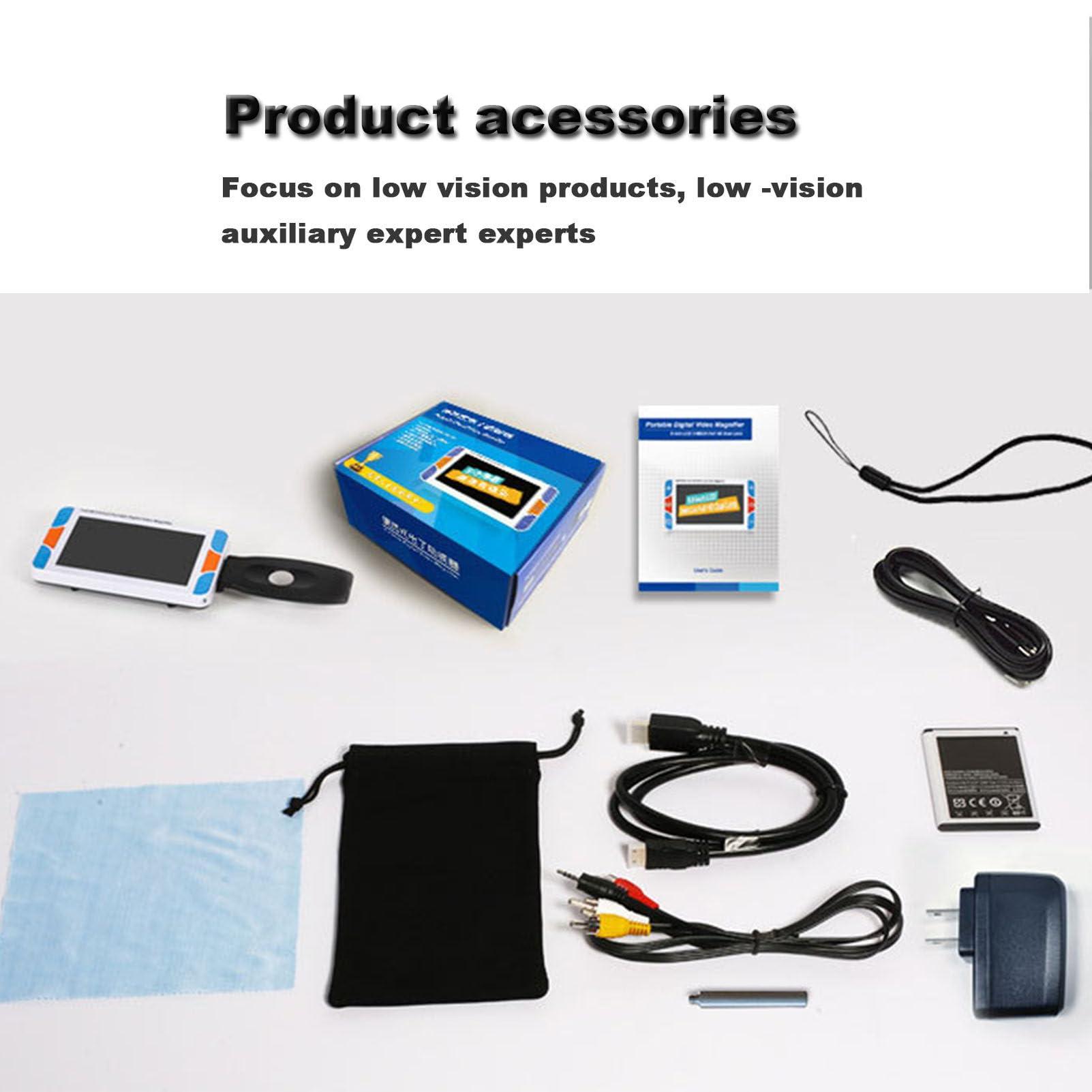 FreshCart Basics Magnifying Glasses for Reading,Handheld Digital Magnifier, 5 Inch Color HD Portable Digital Video Magnifier, 3X-48X Zoom Electronic Reading Aid for Low Vision Color Blindness Ambly